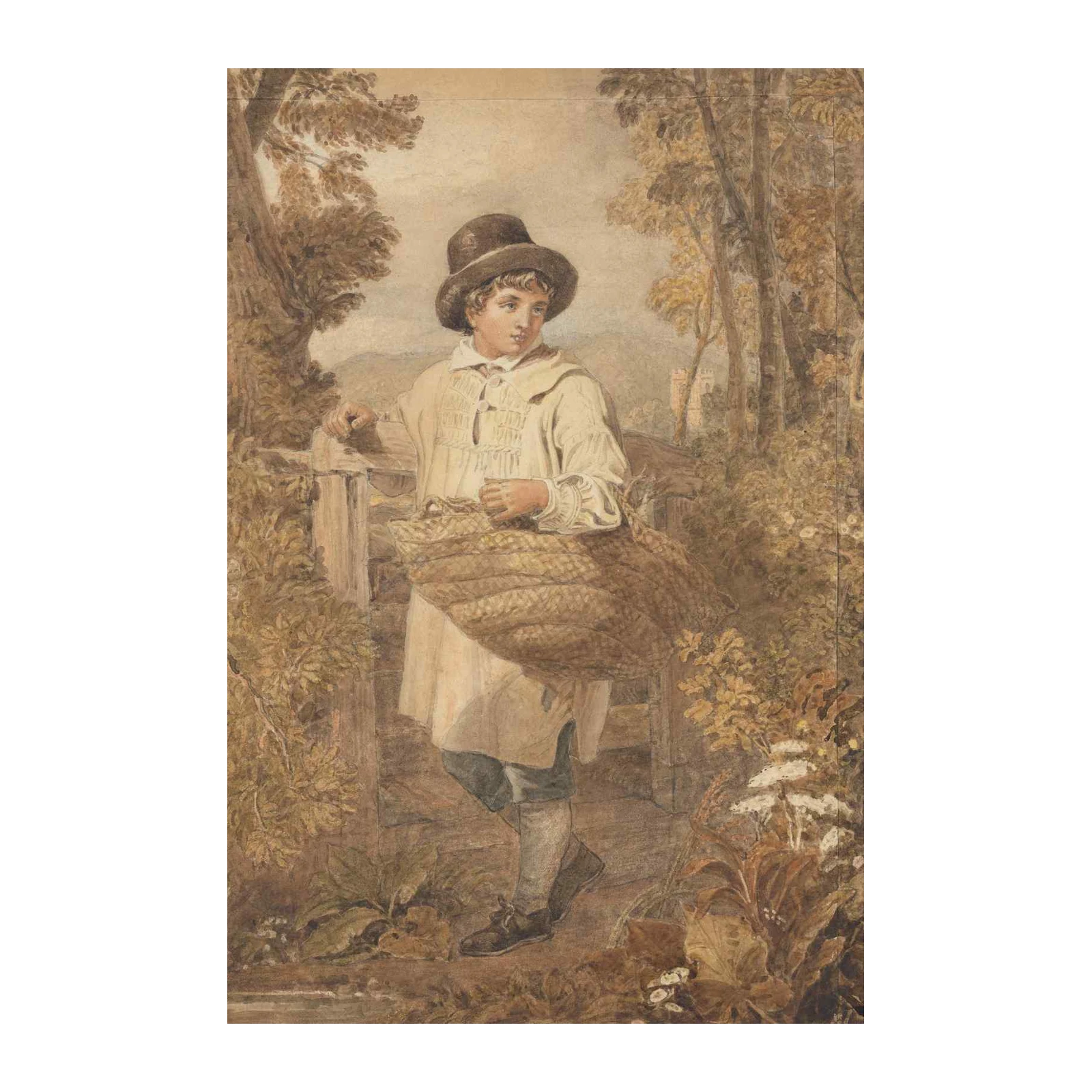 Victorian Boy with Basket Wall Art
