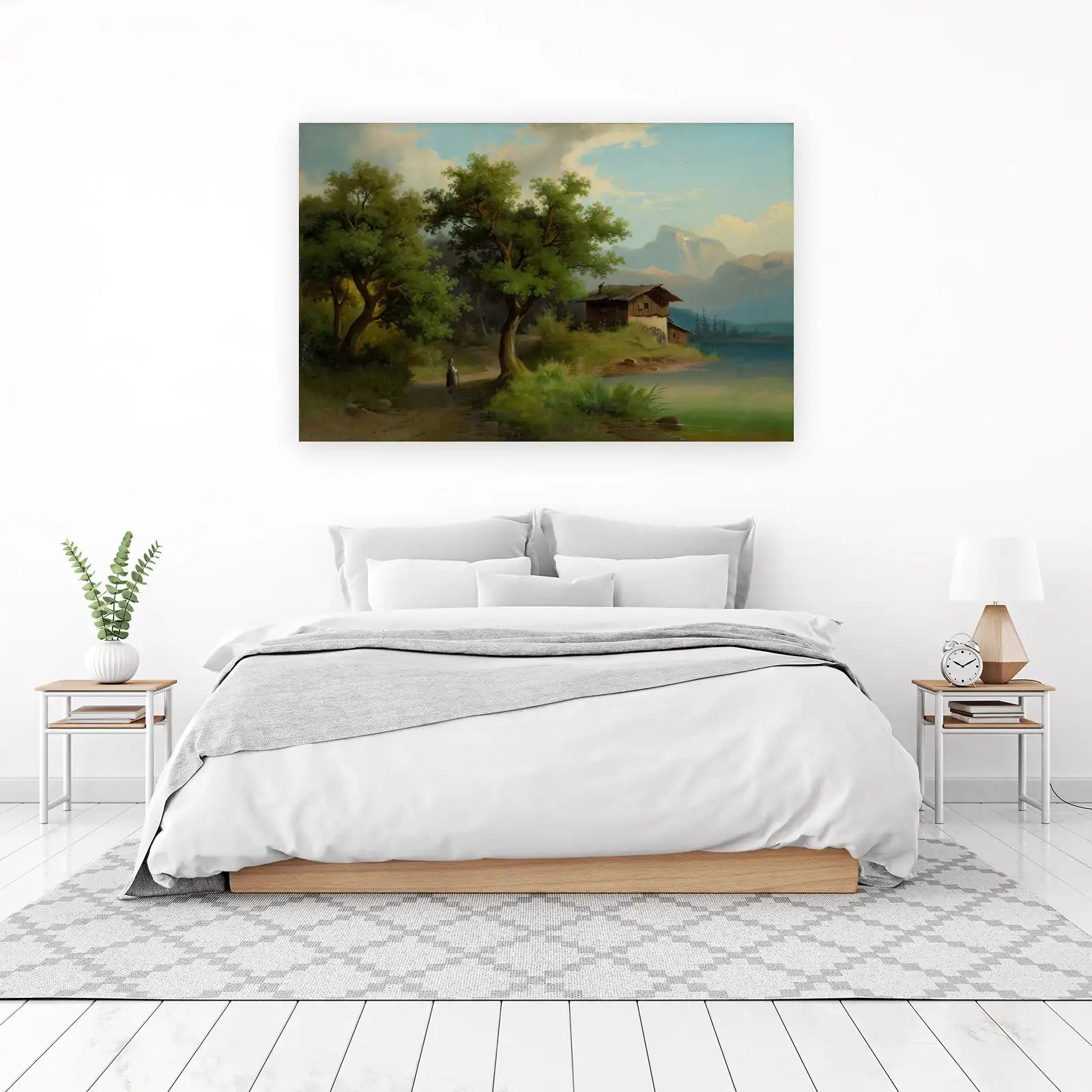 Tranquil Alpine Cabin Landscape Wall Art