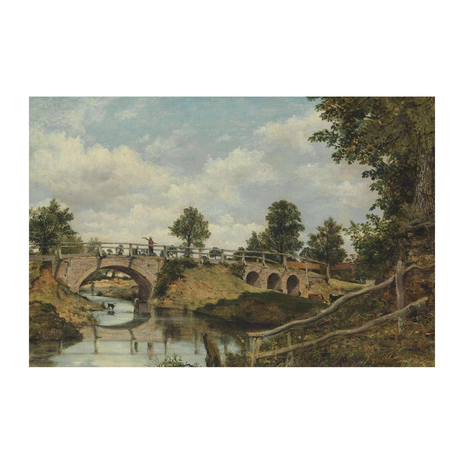 Serene Landscape Bridge Oil Painting Wall Art