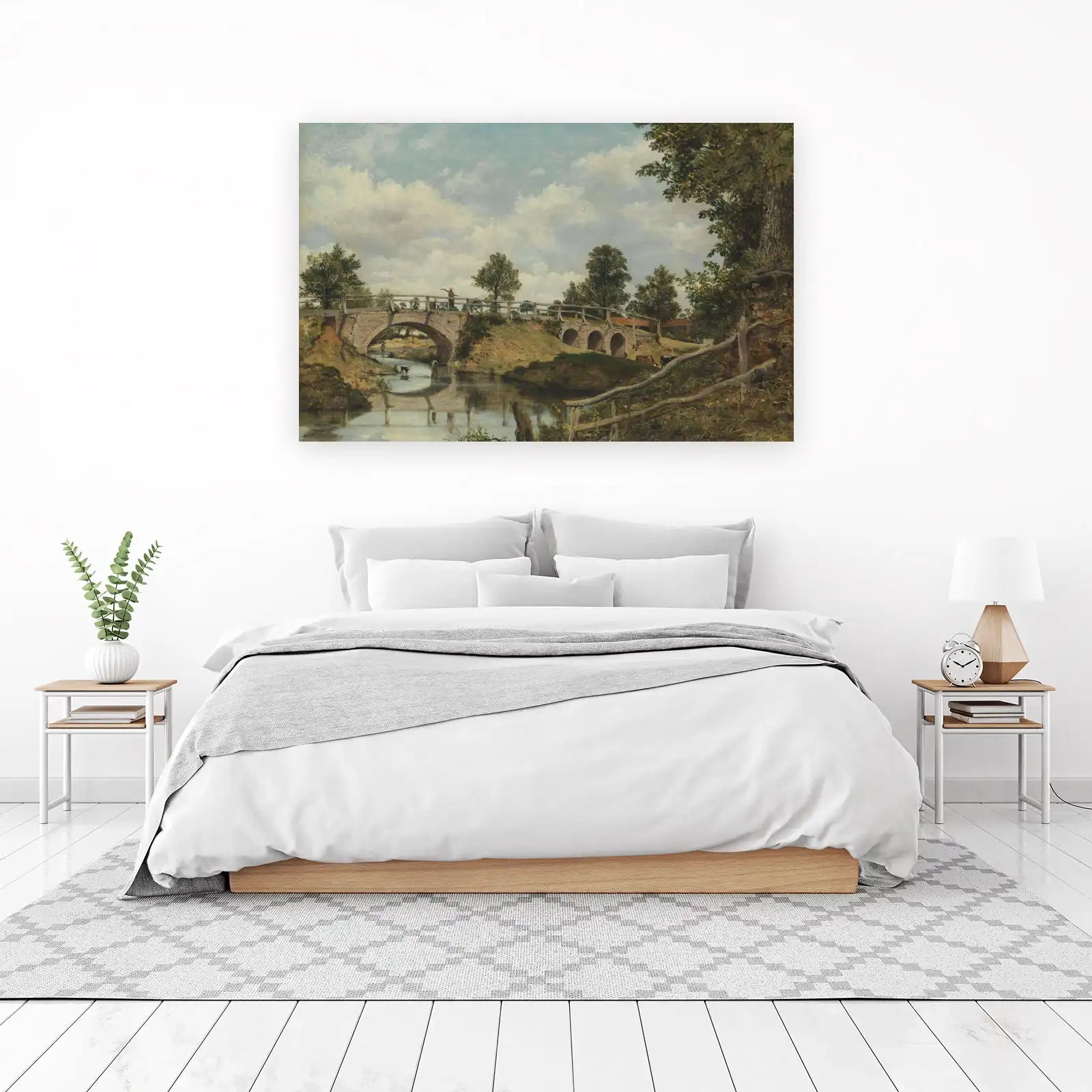 Serene Landscape Bridge Oil Painting Wall Art