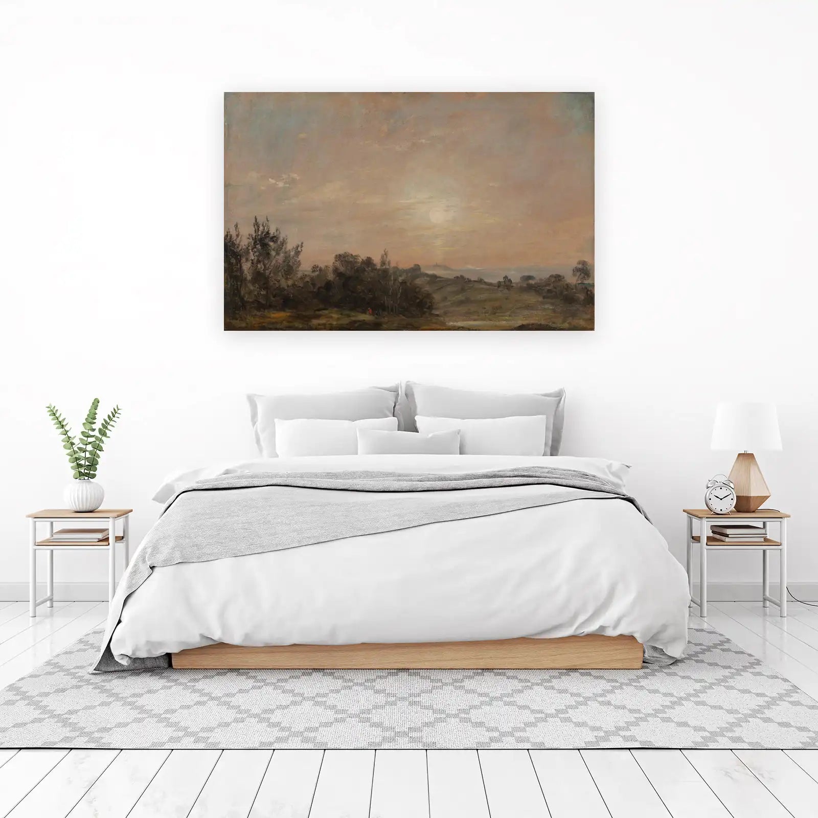 Serene Sunset Landscape Oil Painting Wall Art