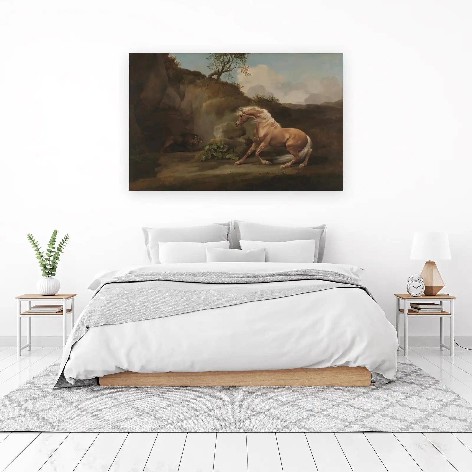 Majestic Horse vs Lion Confrontation Wall Art