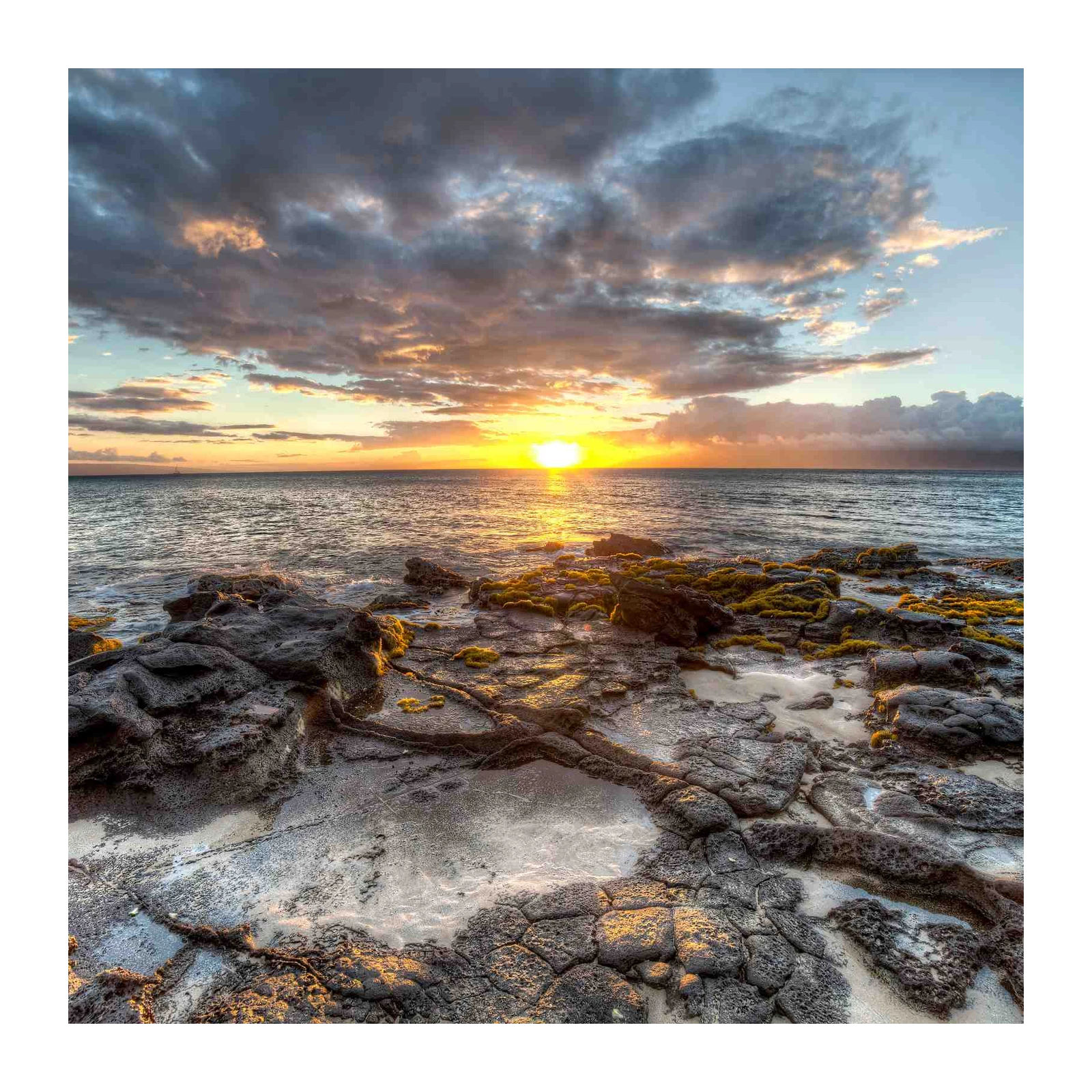 Coastal Sunset Lava Rocks Wall Art