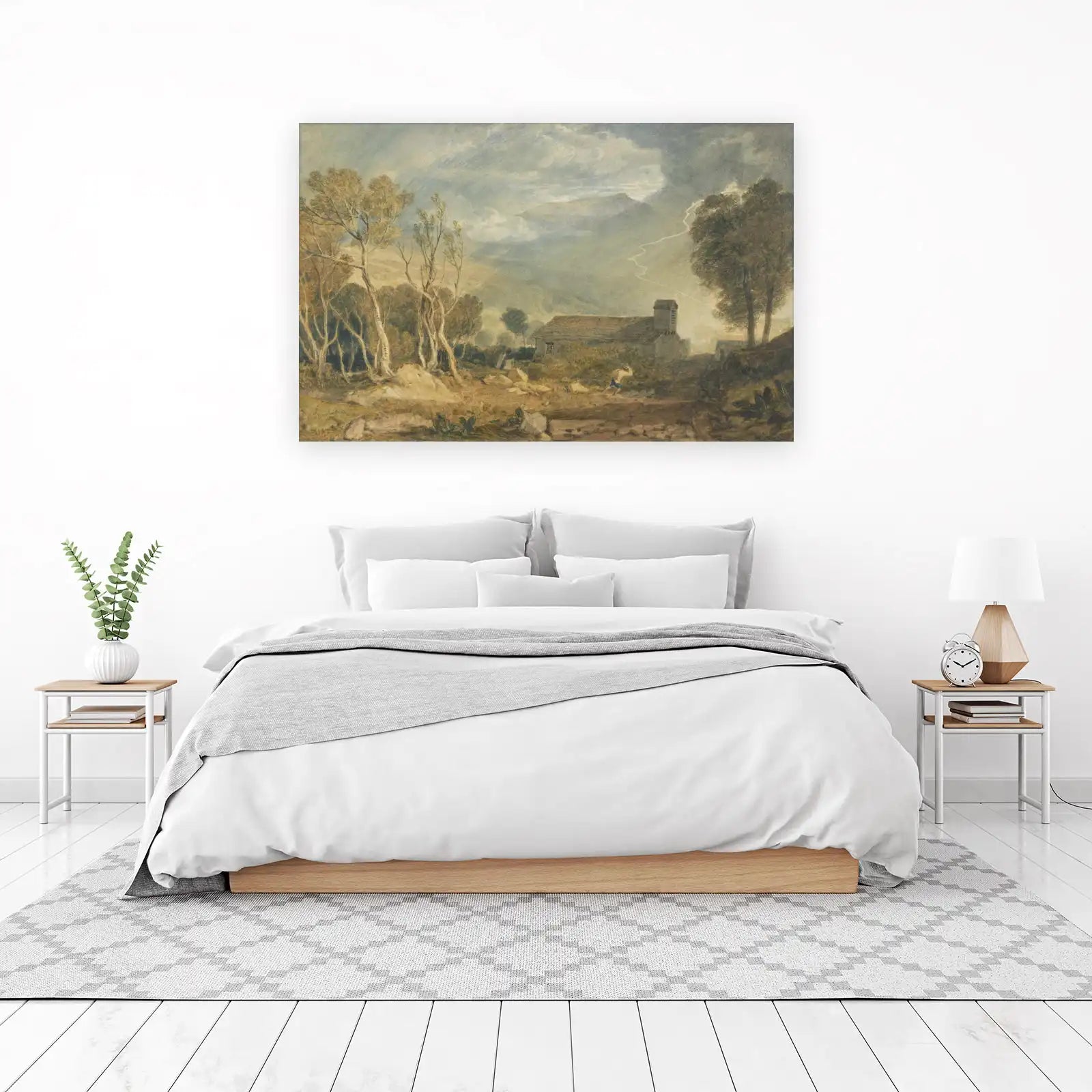 Dramatic Stormy Landscape Watercolor Wall Art