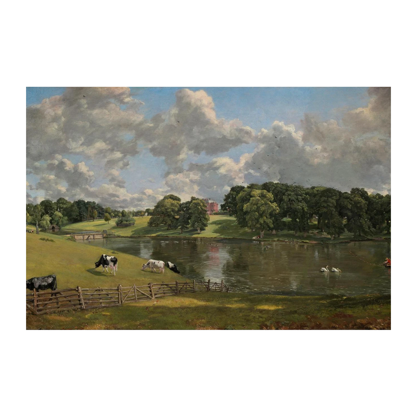 Serene Pastoral Landscape Oil Painting Wall Art