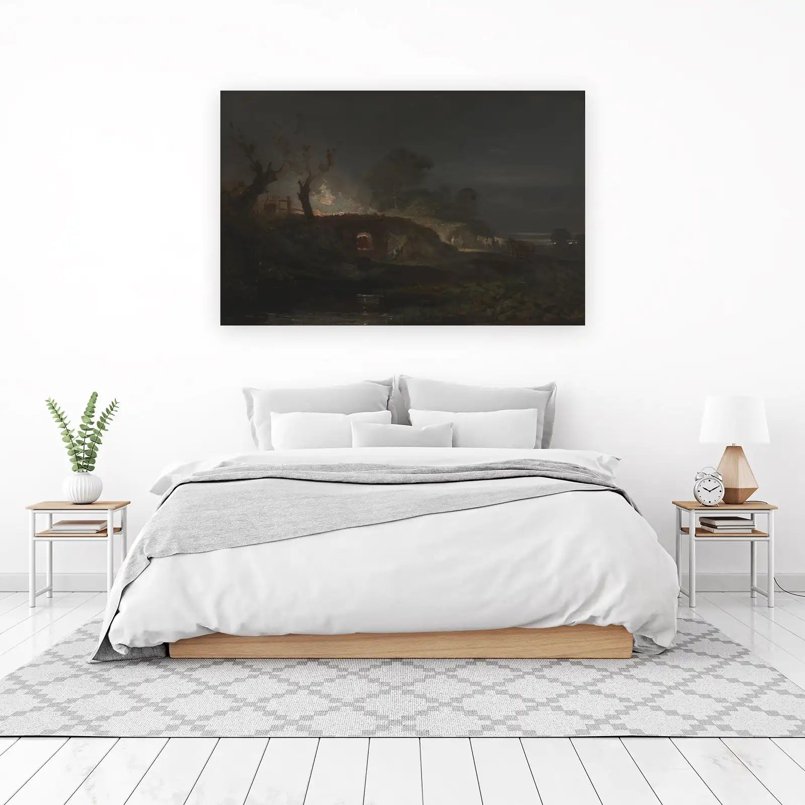 Mysterious Night Landscape with Fire Wall Art