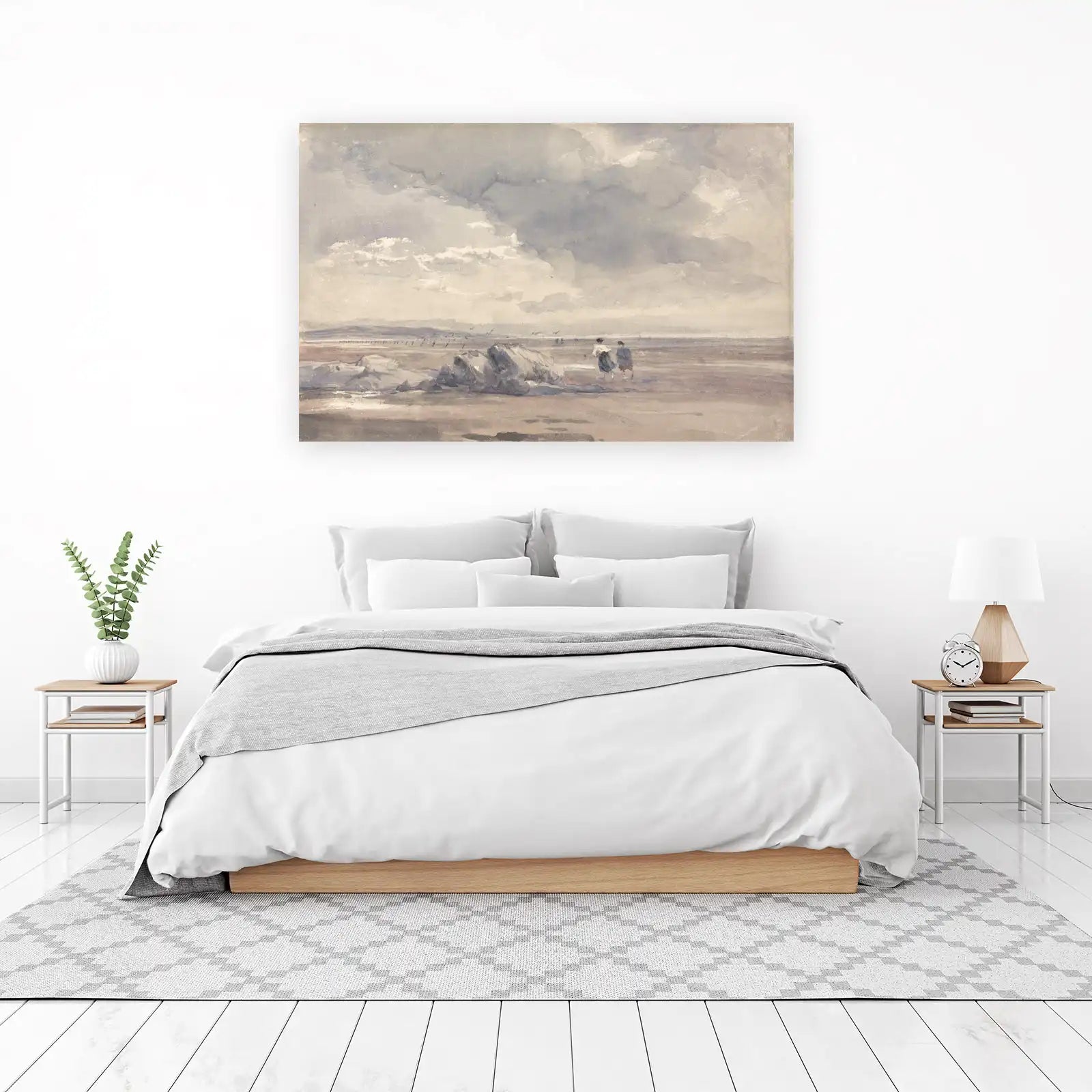Serene Beach Walk Watercolor Wall Art