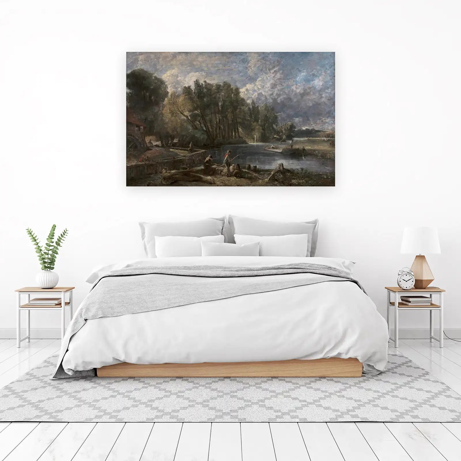 Pastoral River Scene Fishing Wall Art
