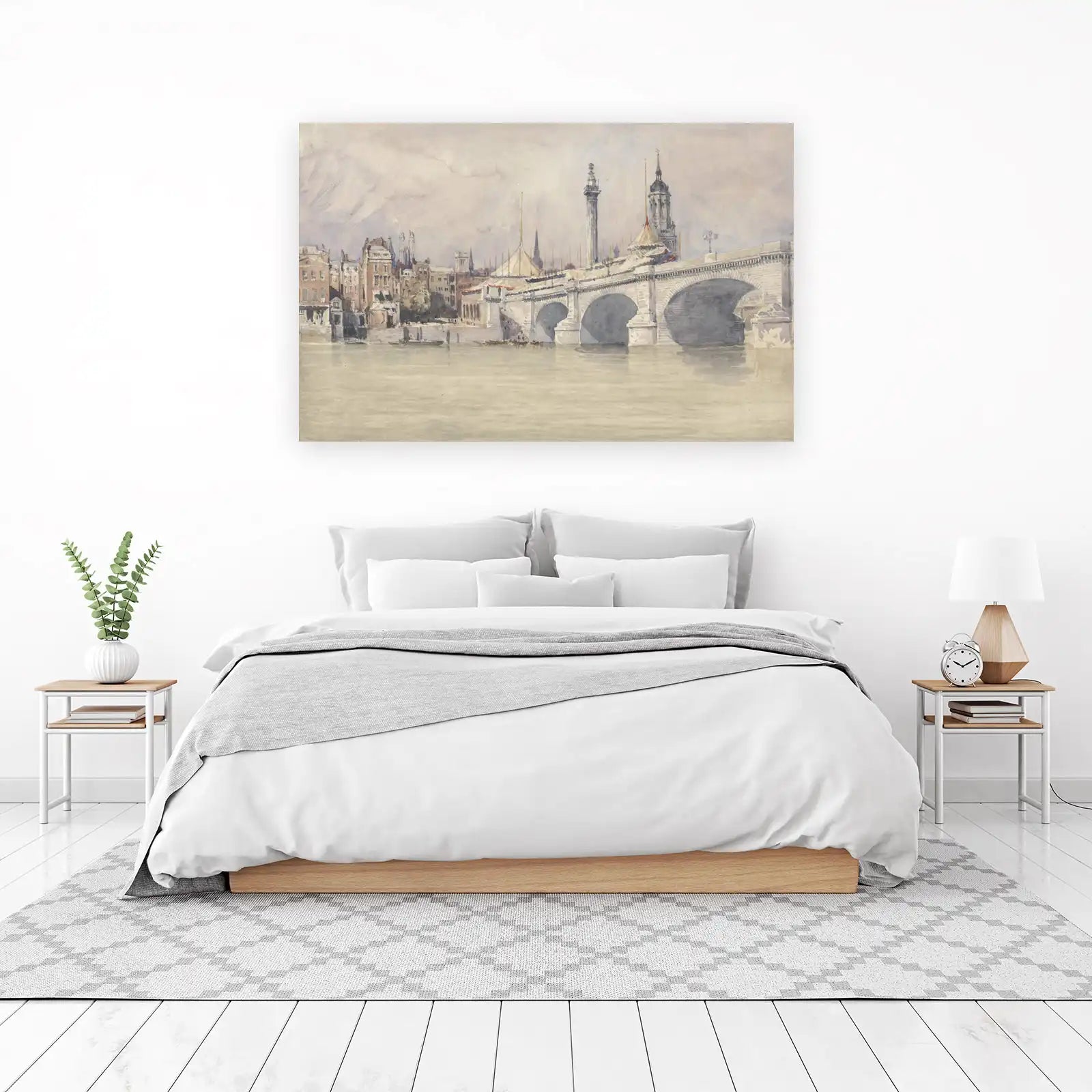Victorian London Bridge Watercolor Wall Art