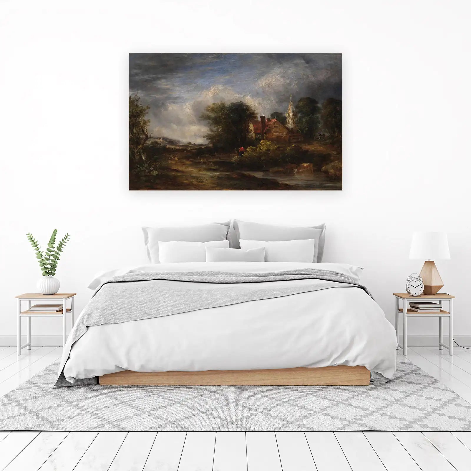 Pastoral Village Scene Oil Painting Wall Art