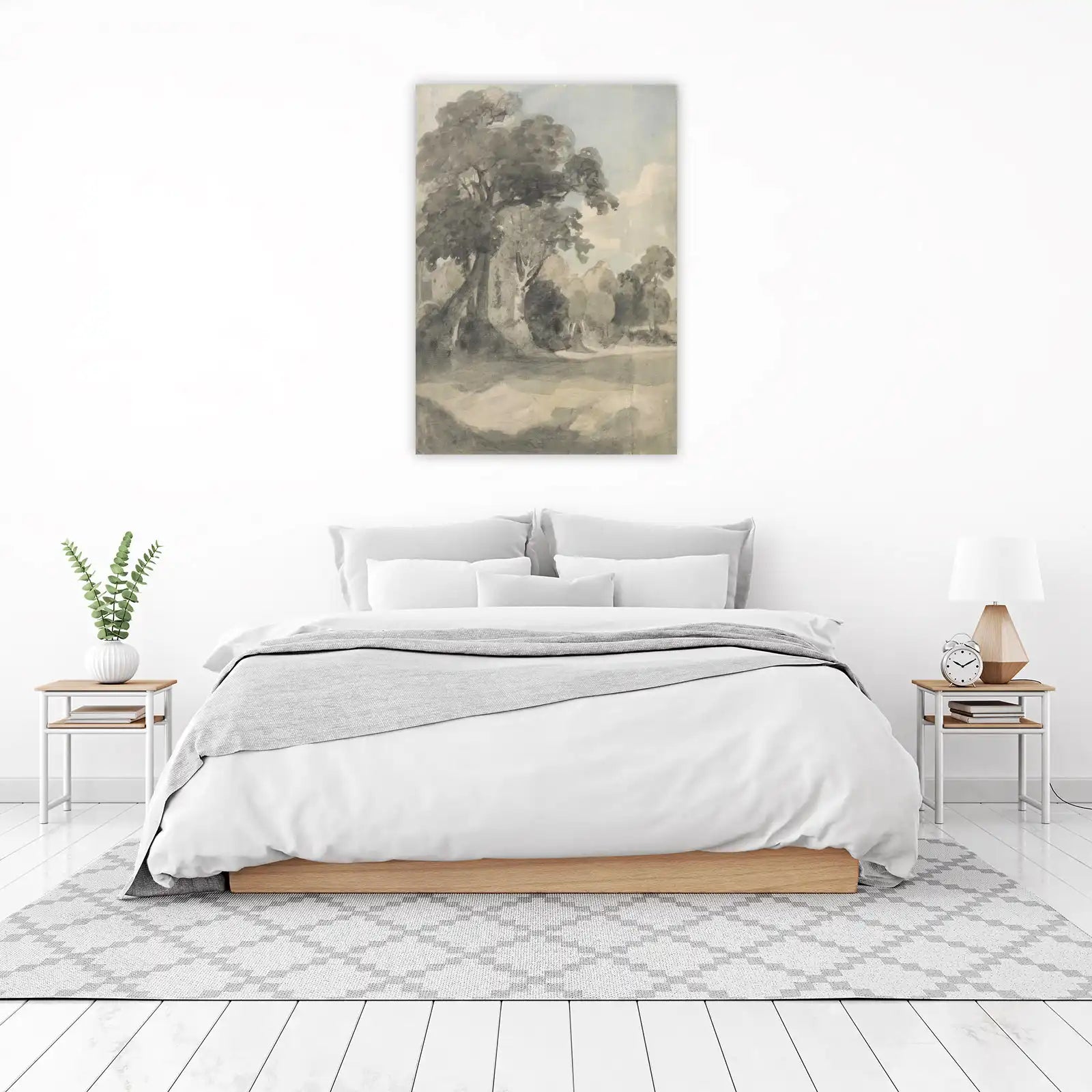 Serene Woodland Landscape Sketch Wall Art