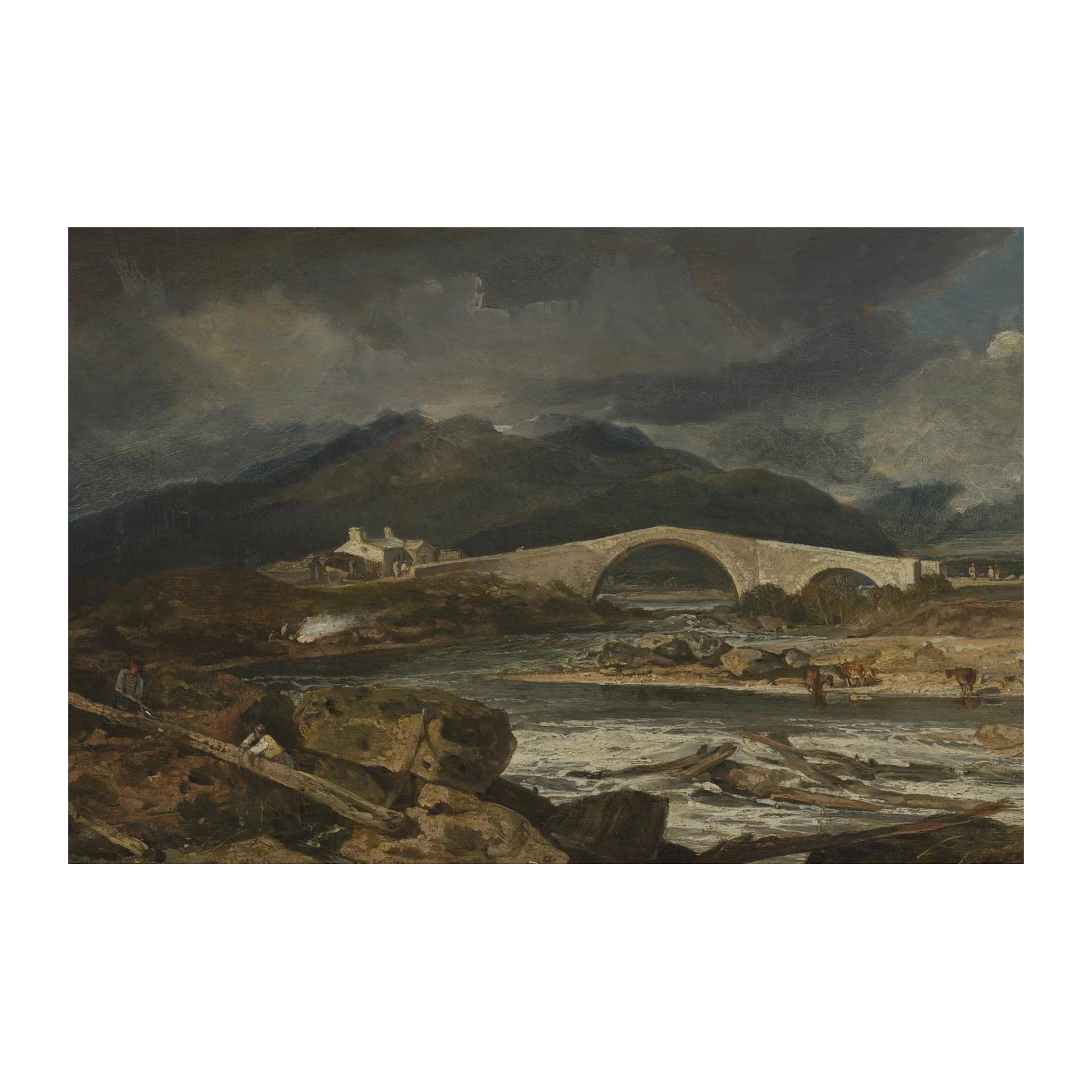 Dramatic Landscape Bridge Rural Scene Wall Art