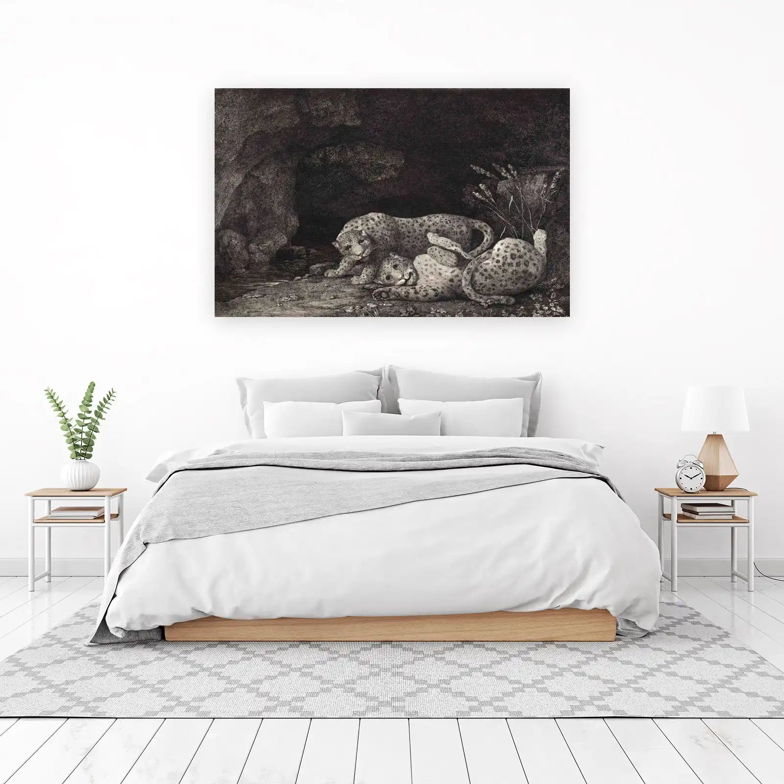 Leopards in Cave Vintage Art Wall Art