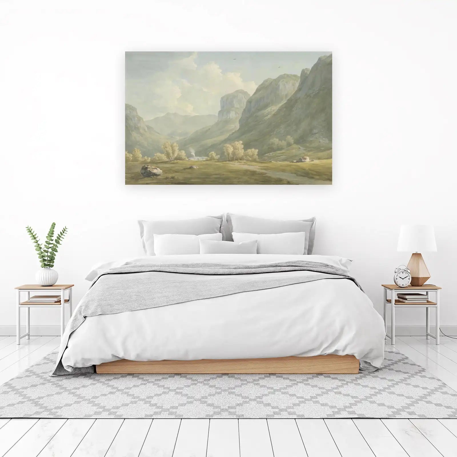 Serene Valley Landscape Majestic Mountains Wall Art
