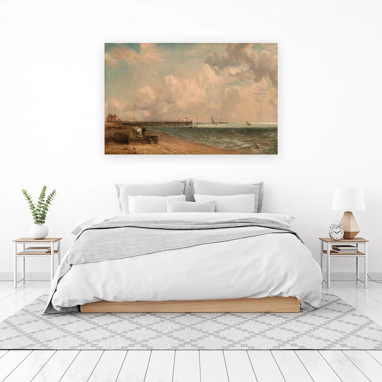 Coastal Pier & Sailboats Landscape Wall Art