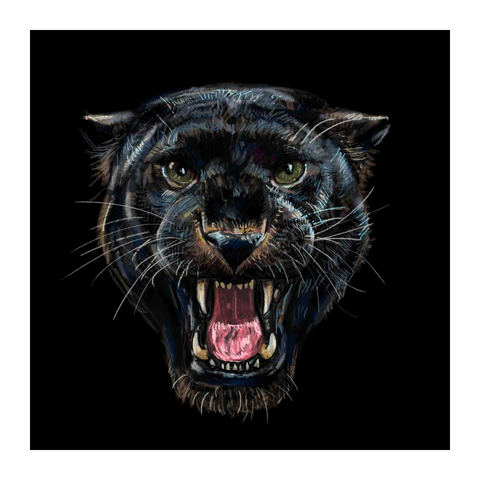 Roaring Black Panther Fierce Animal Wall Art
