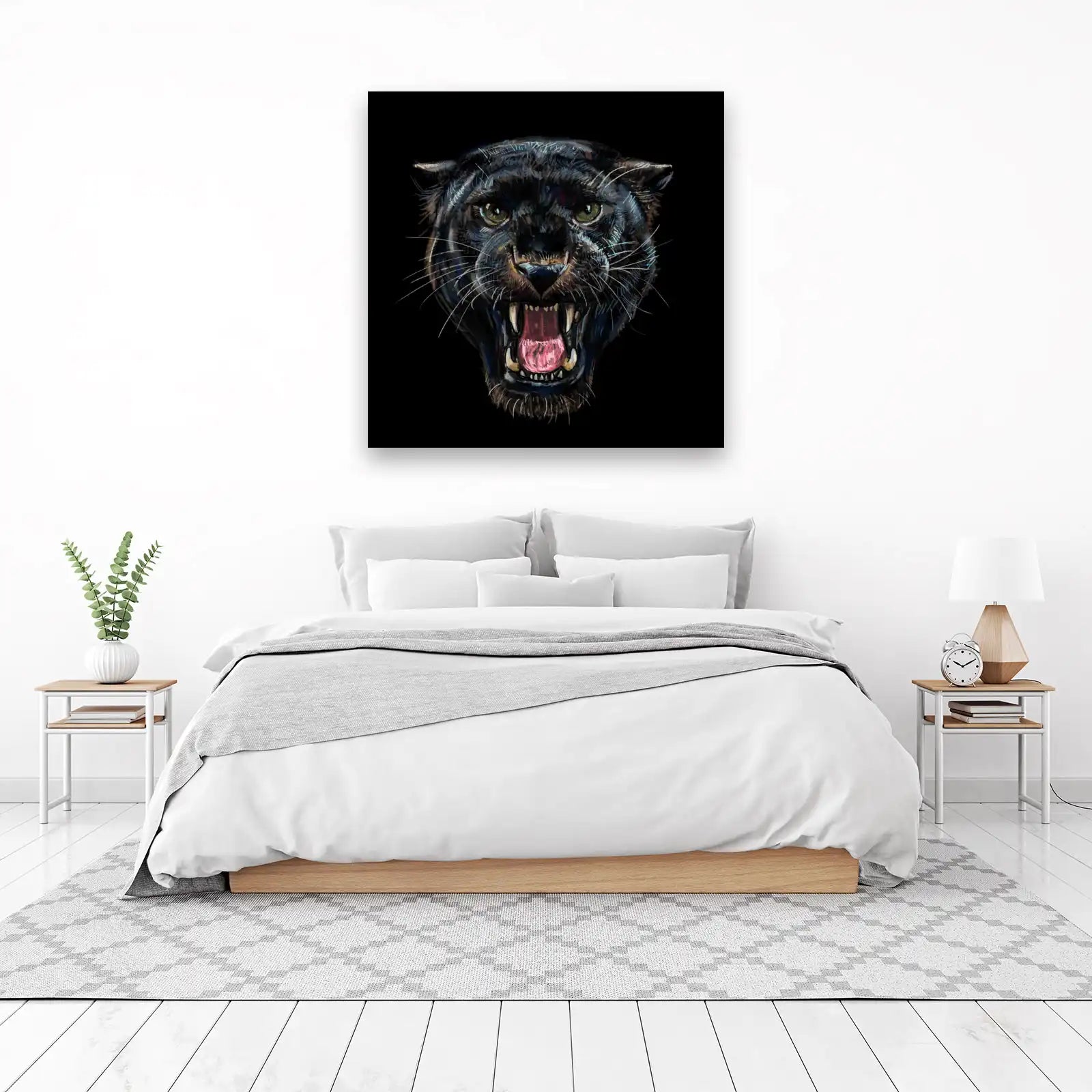 Roaring Black Panther Fierce Animal Wall Art
