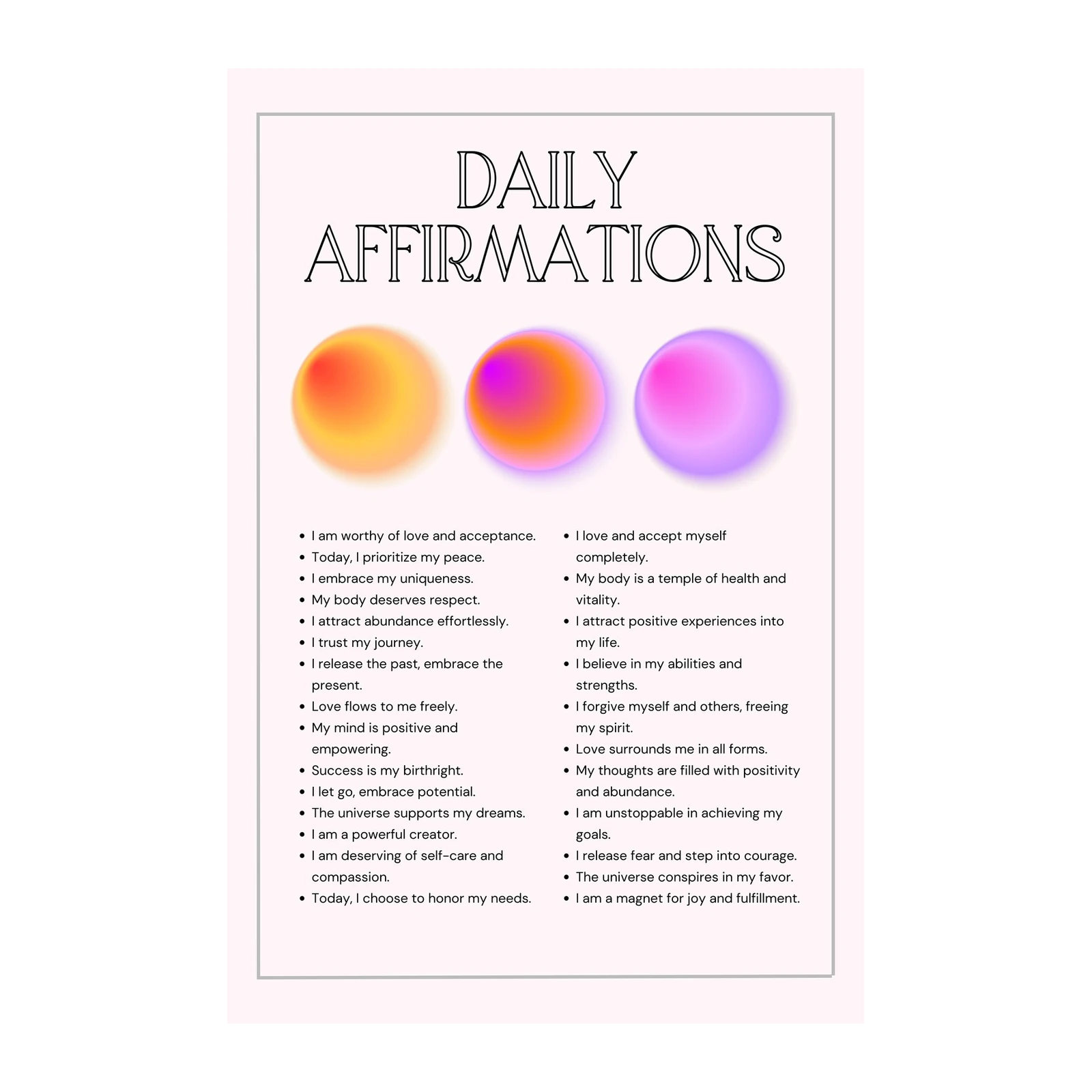 Aura Affirmations for Positive Vibes Wall Art