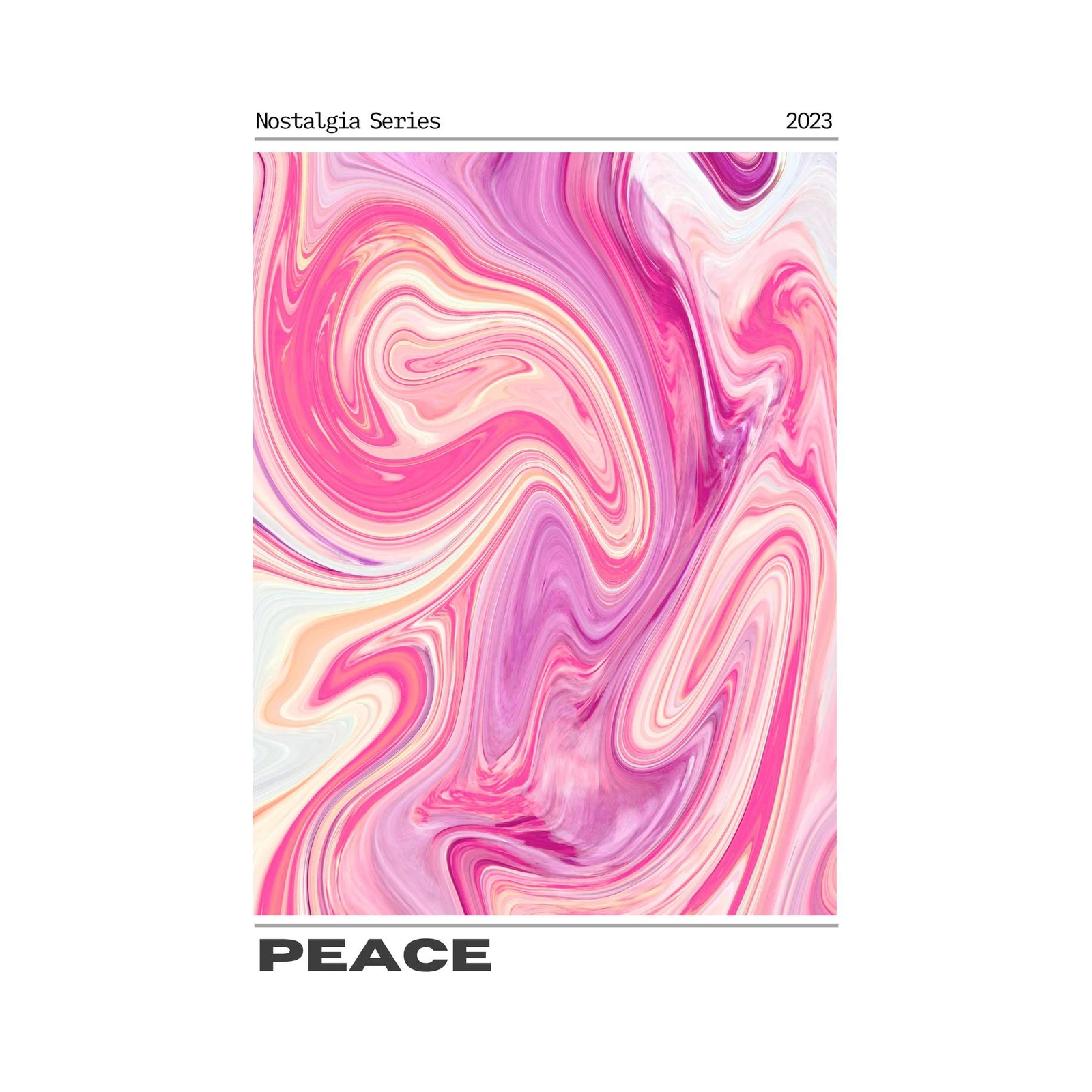 Abstract Pink Swirls "Peace" Wall Art