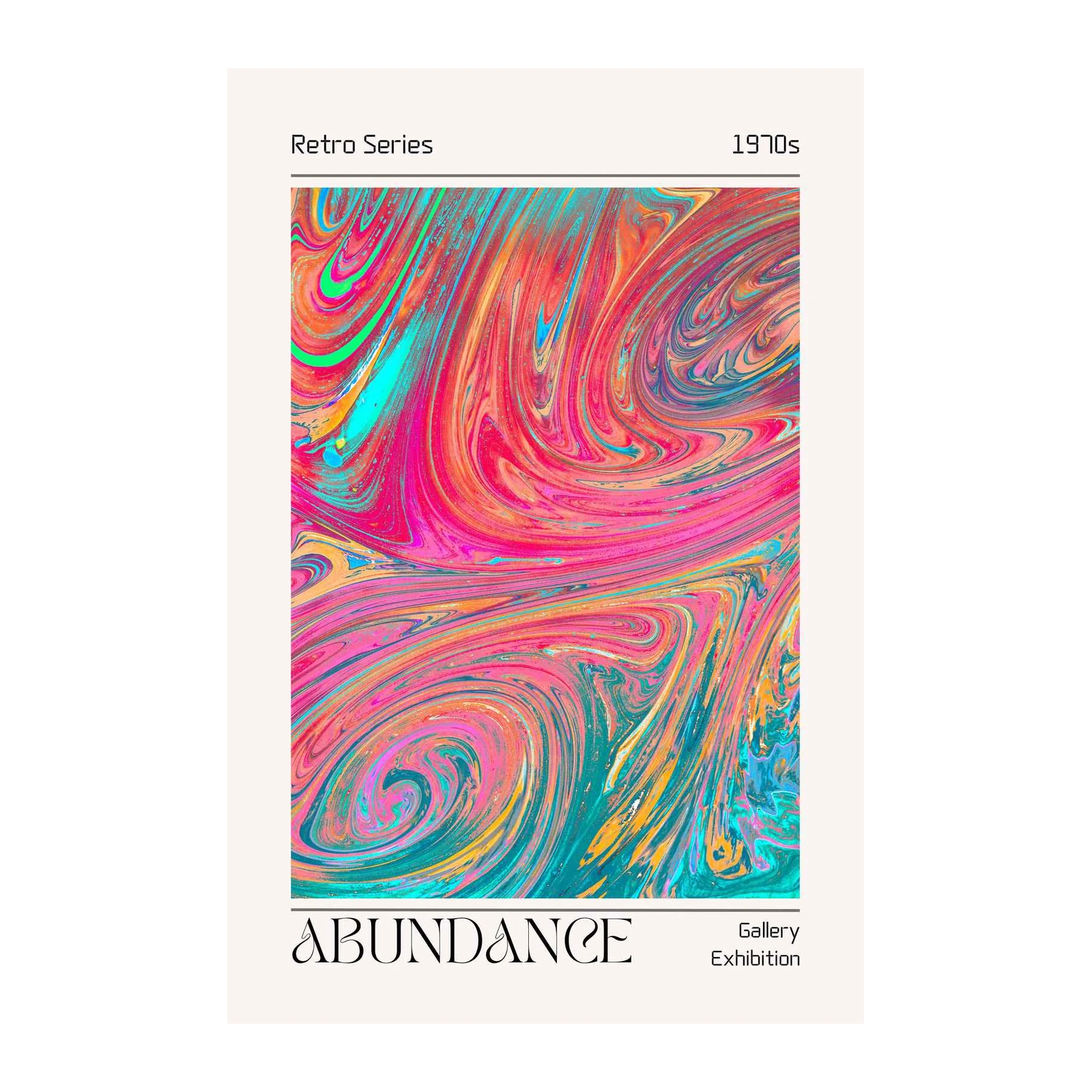 Vibrant 70s Abstract Swirl Wall Art