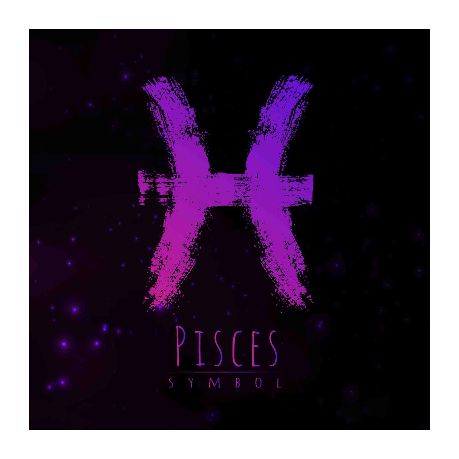 Purple Pisces Zodiac Symbol Wall Art
