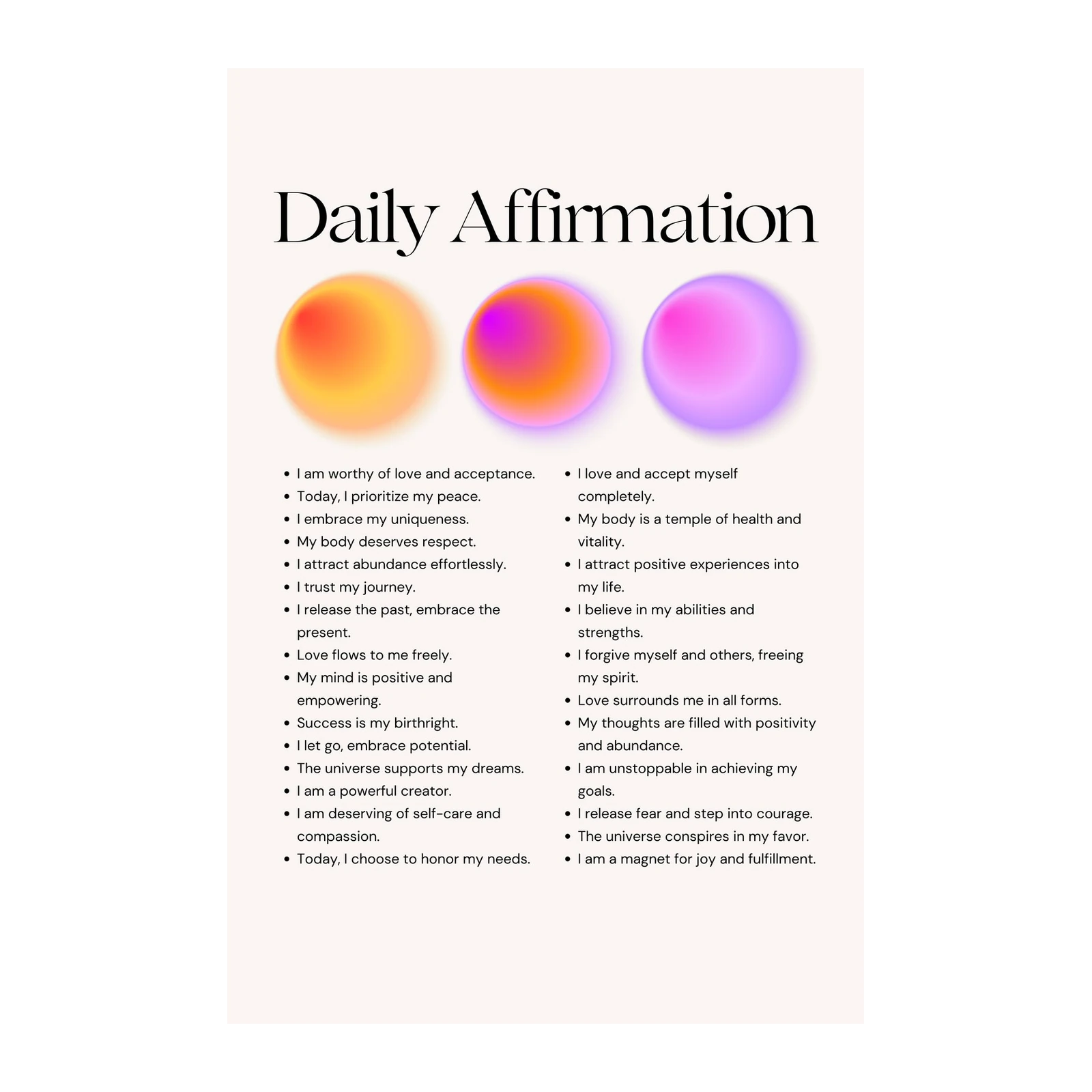 Daily Affirmation Aura Gradient Wall Art