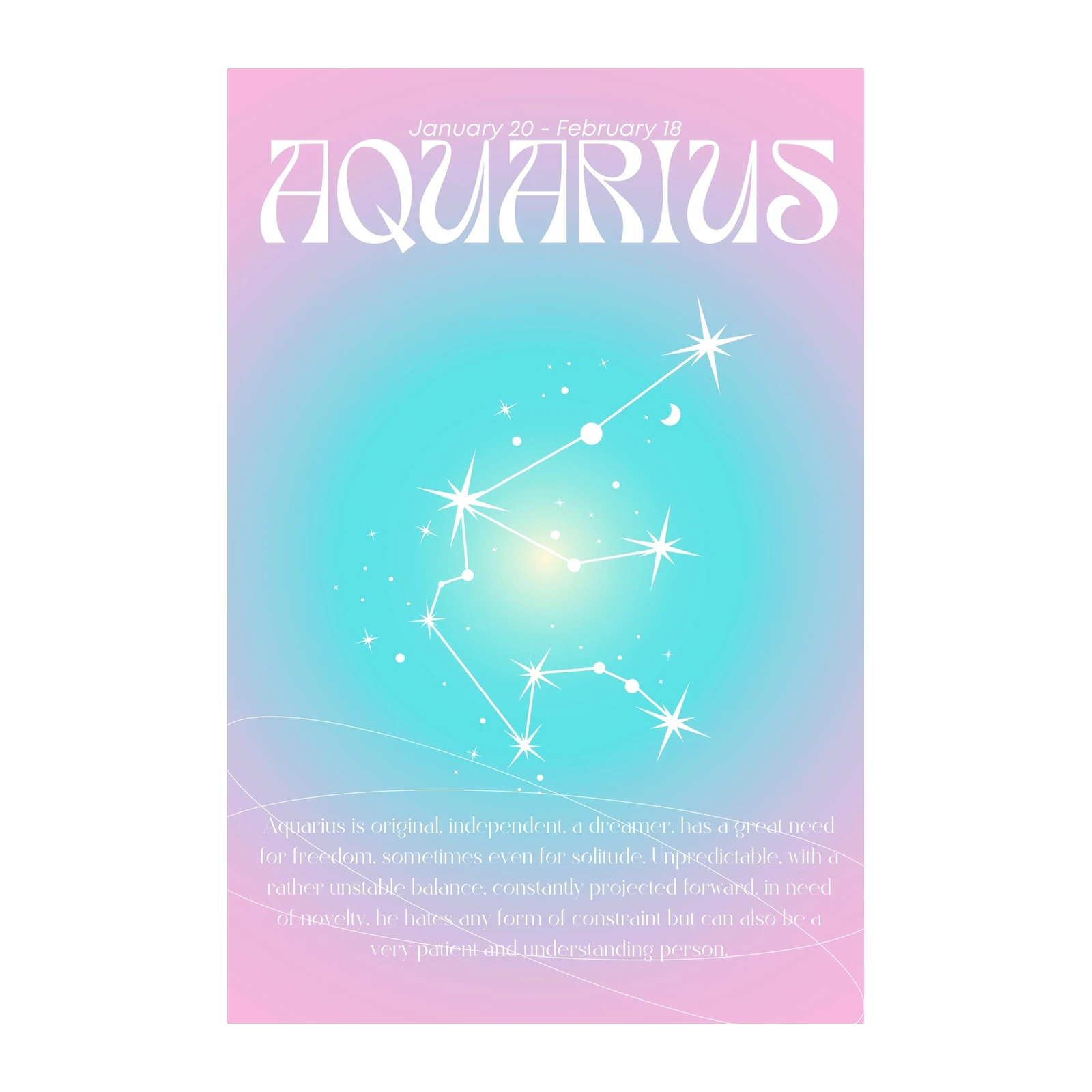 Aquarius Zodiac Constellation Gradient Wall Art
