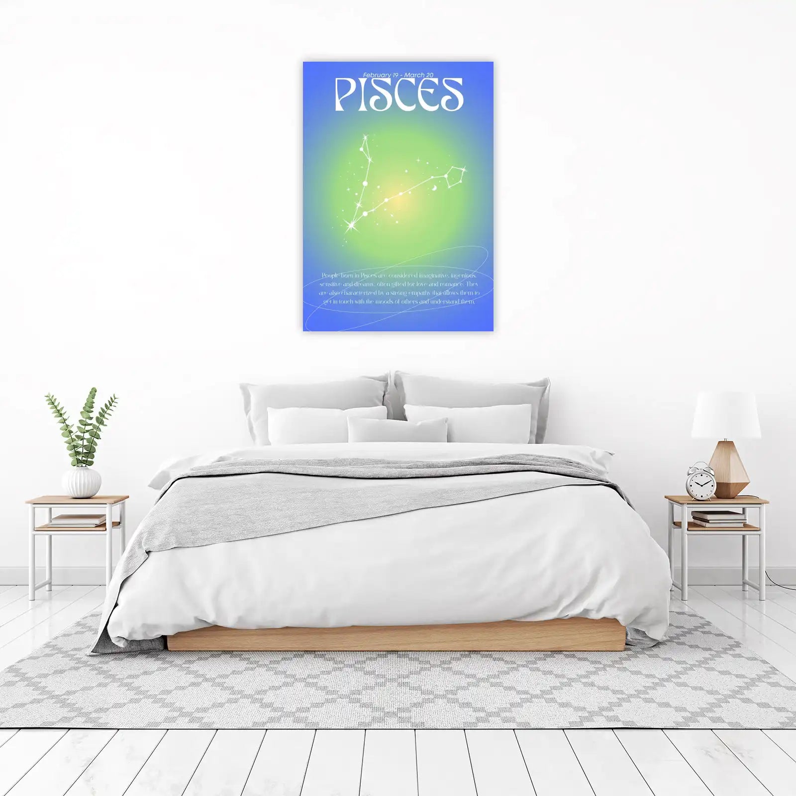 Pisces Zodiac Constellation Starry Night Wall Art