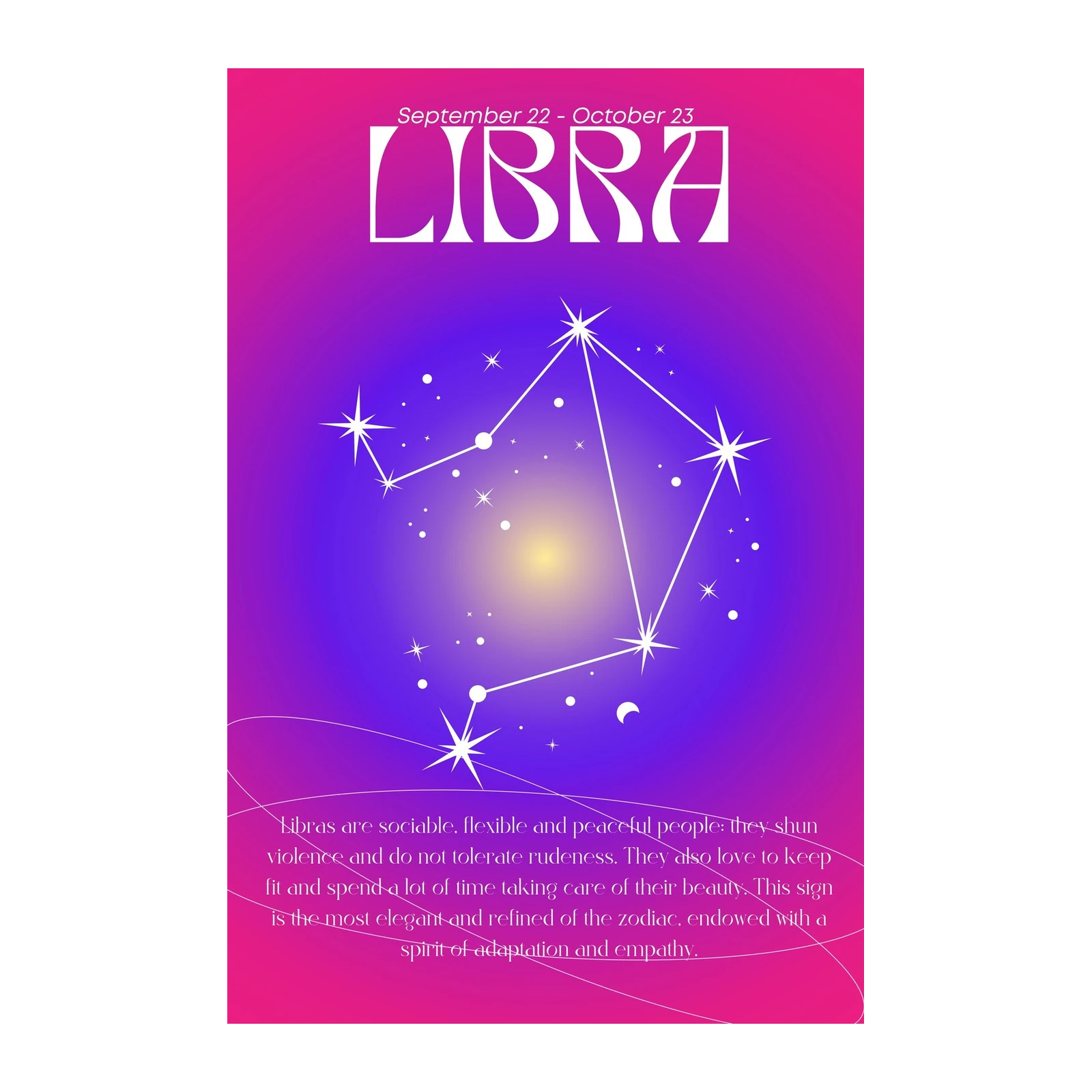 Elegant Libra Zodiac Constellation Wall Art