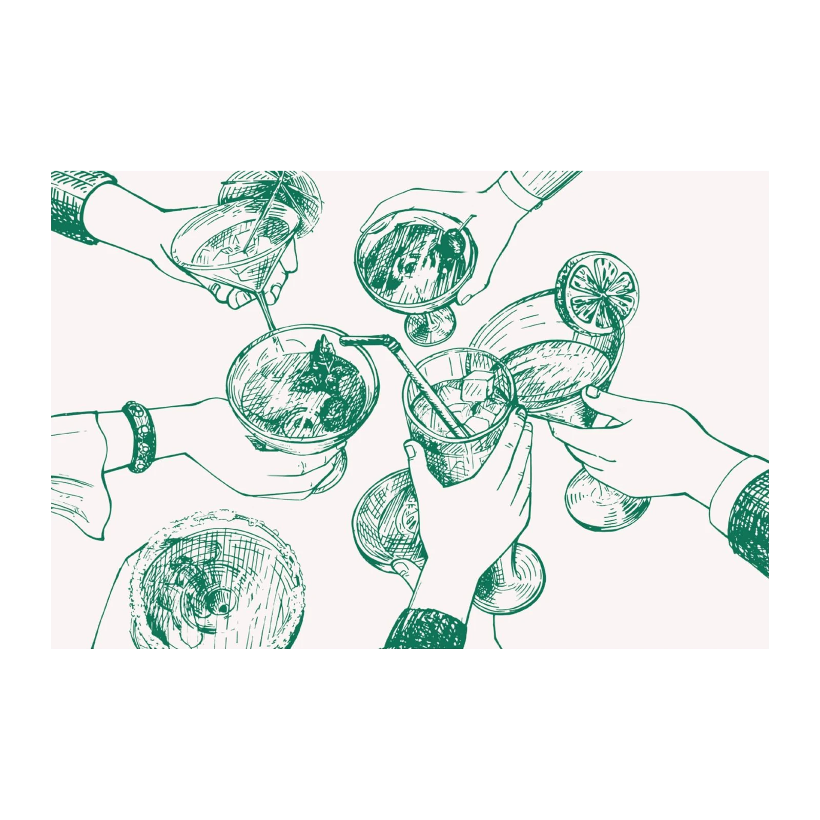 Cheers to Joy: Sketchy Cocktail Toast Wall Art