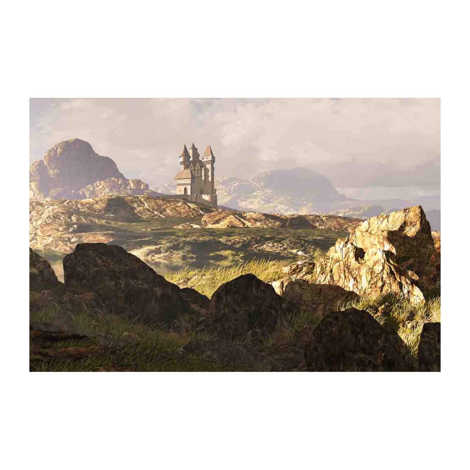 Fantasy Castle Mountain Landscape Wall Art