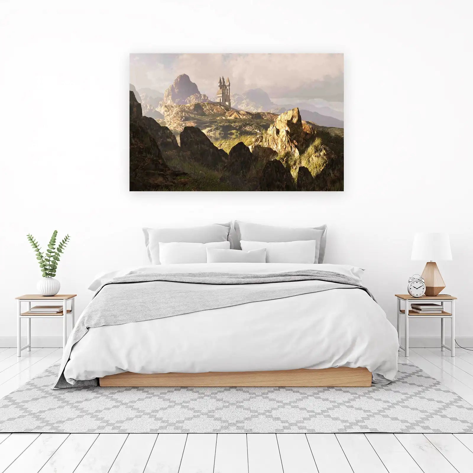 Fantasy Castle Mountain Landscape Wall Art