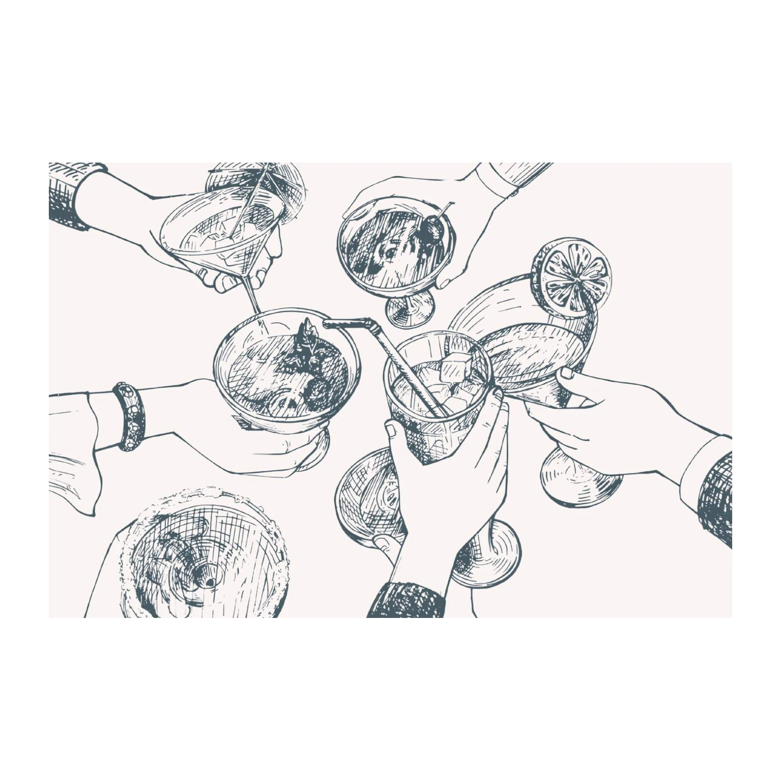 Cheers Cocktails Sketch Wall Art