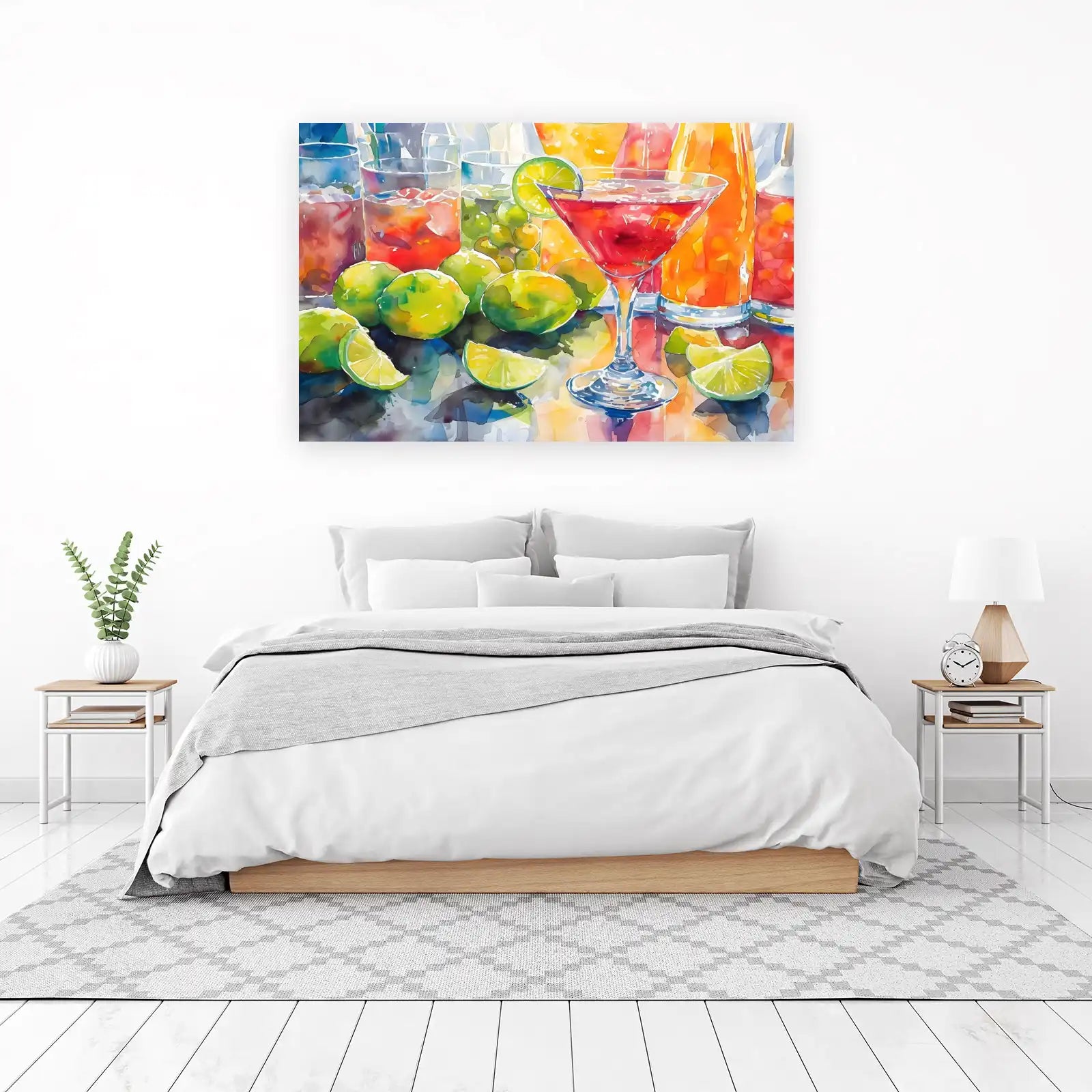 Vibrant Cocktail & Lime Watercolor Wall Art