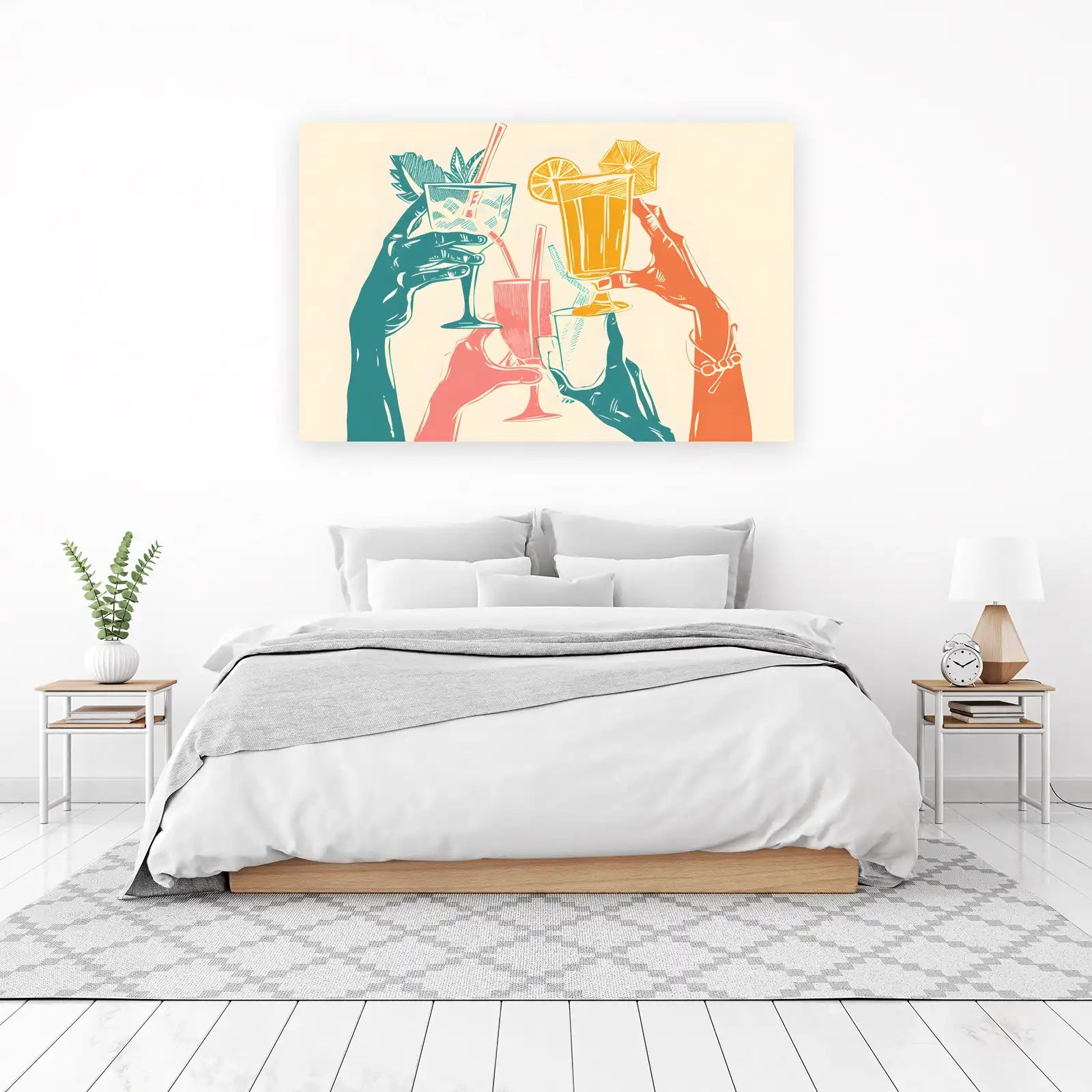 Cheers Tropical Drinks Linen Wall Art