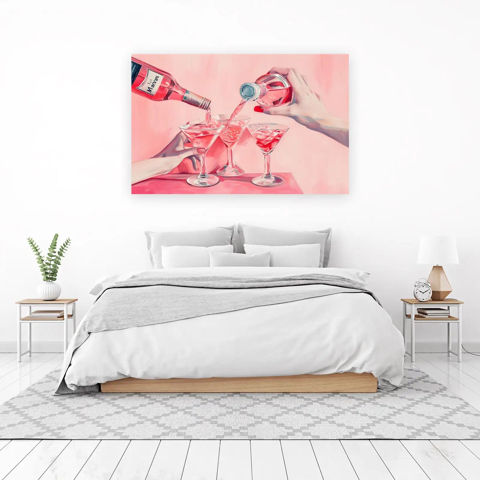 Pink Cocktail Pour Wall Art | Modern Bar Art