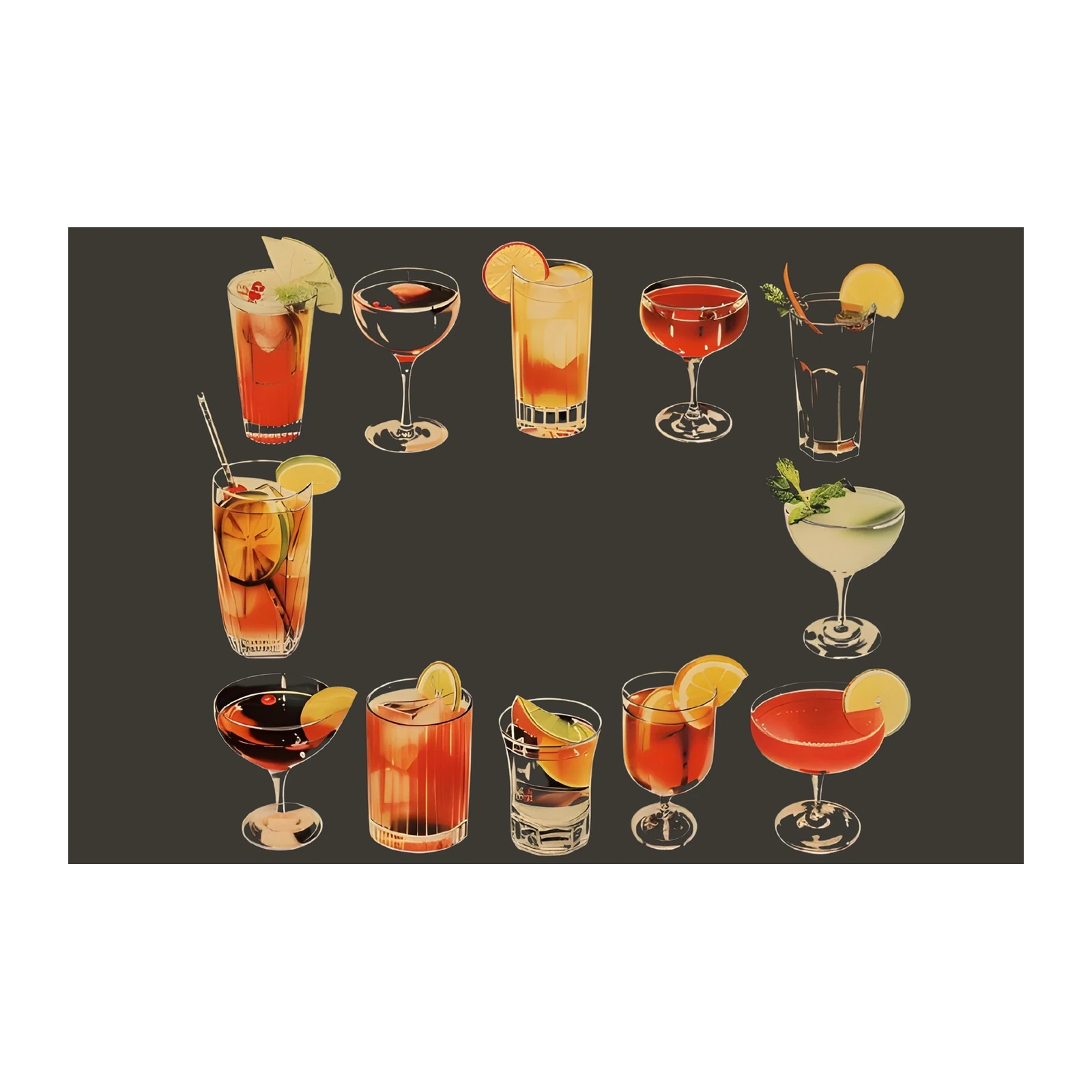 Cocktail Collection Vintage Style Wall Art