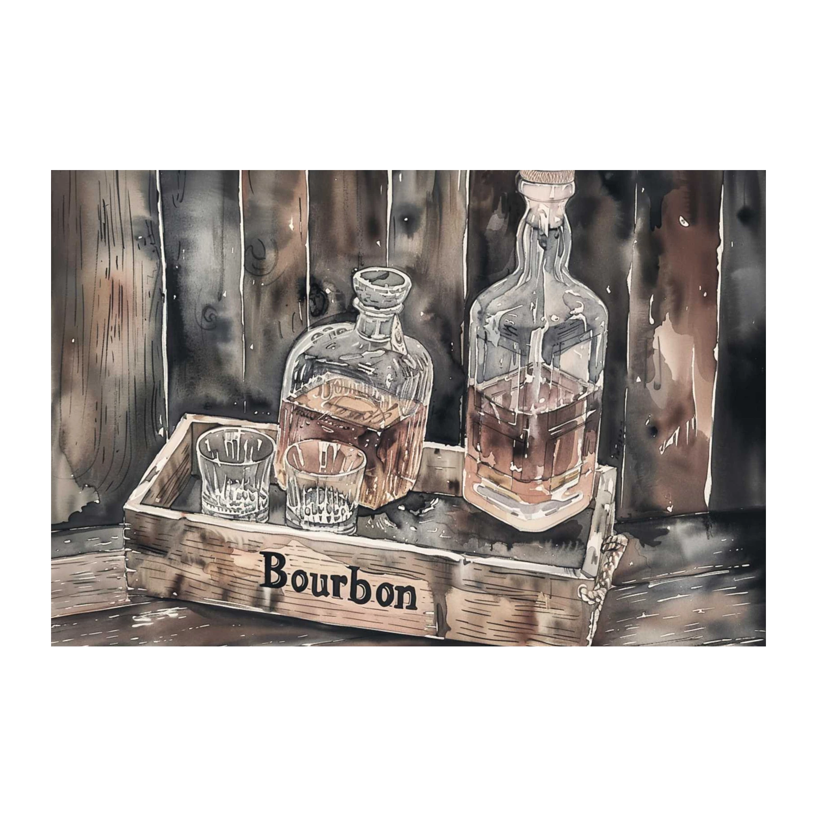 Bourbon Still Life Watercolor Wall Art