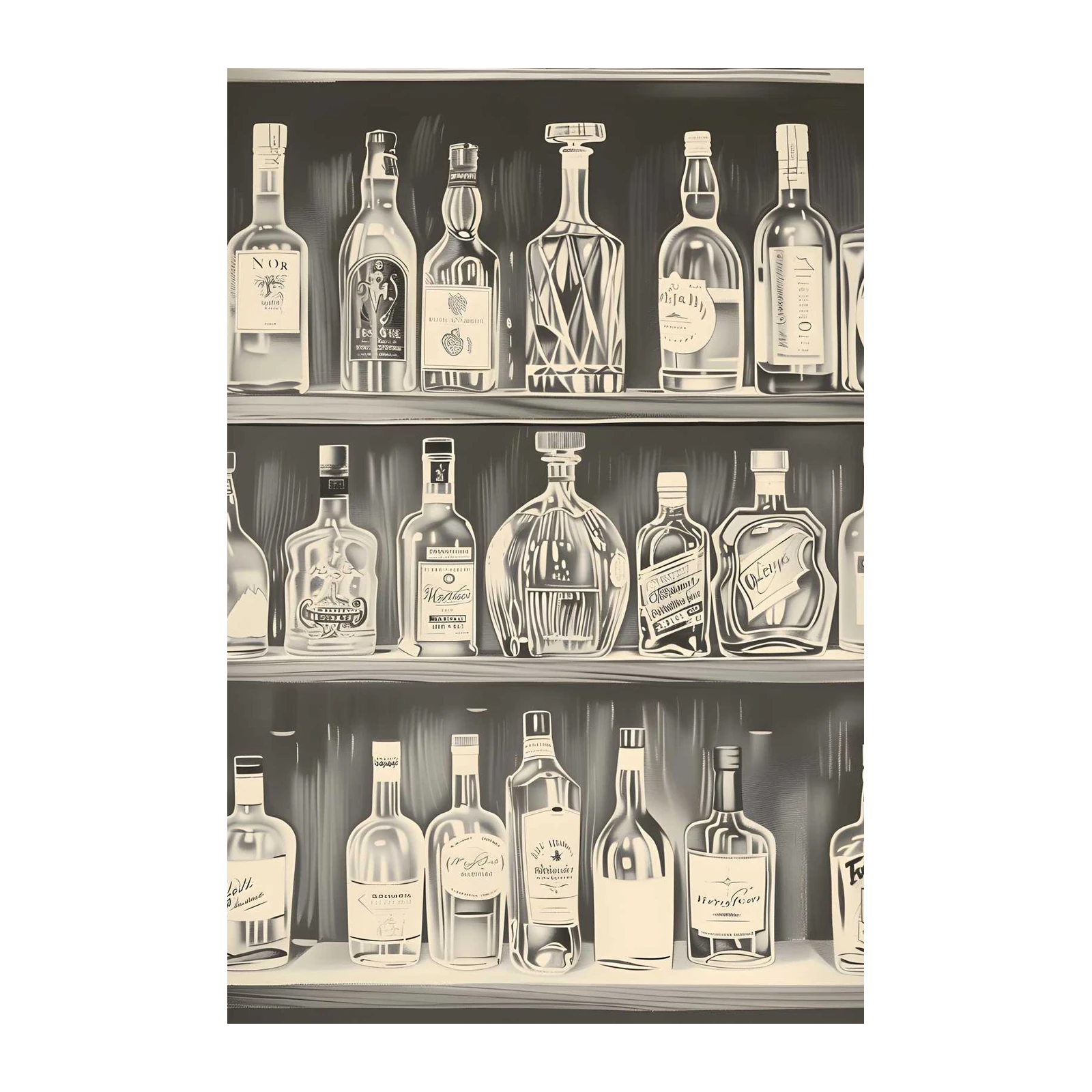 Vintage Liquor Bottles Wall Art