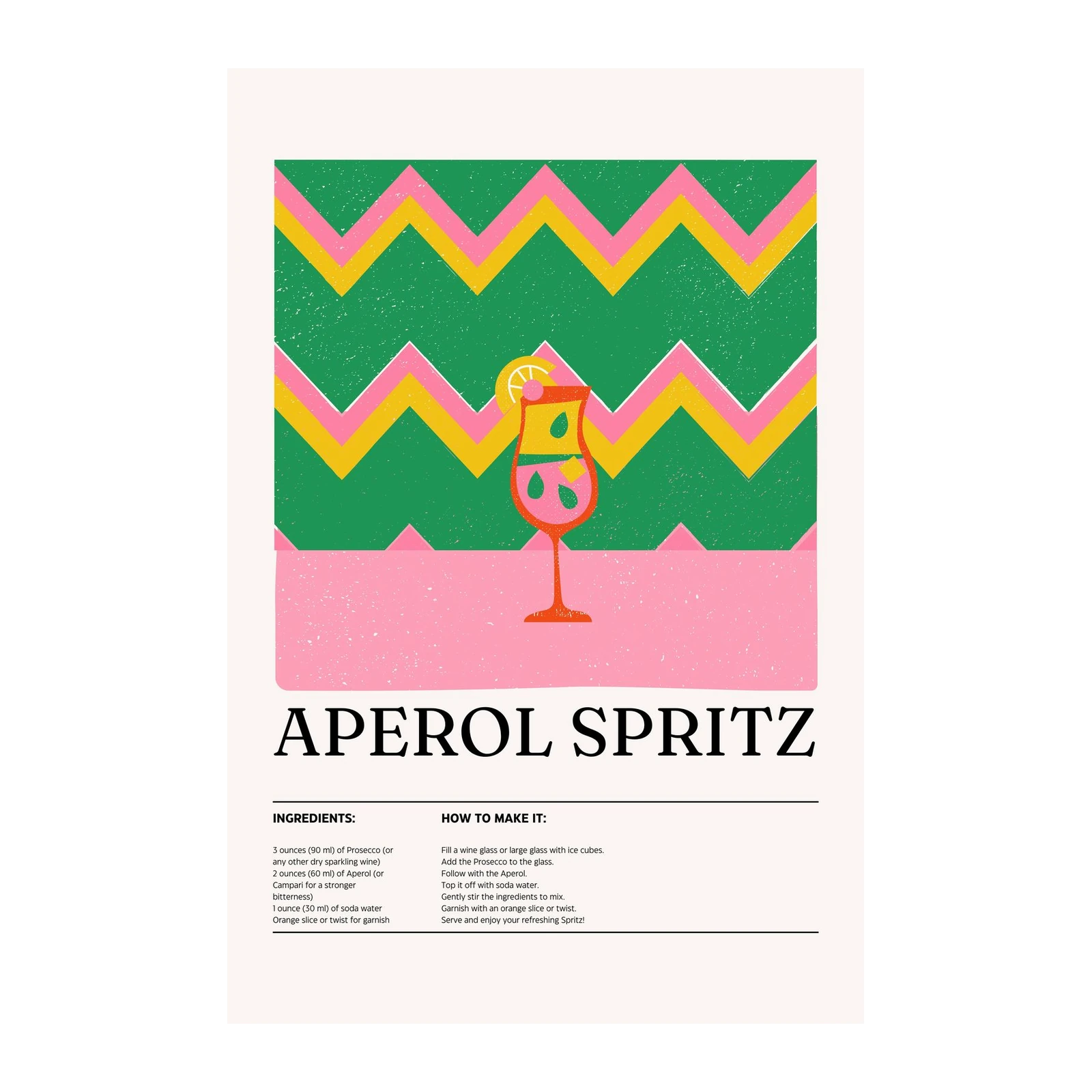 Retro Aperol Spritz Cocktail Art Wall Art