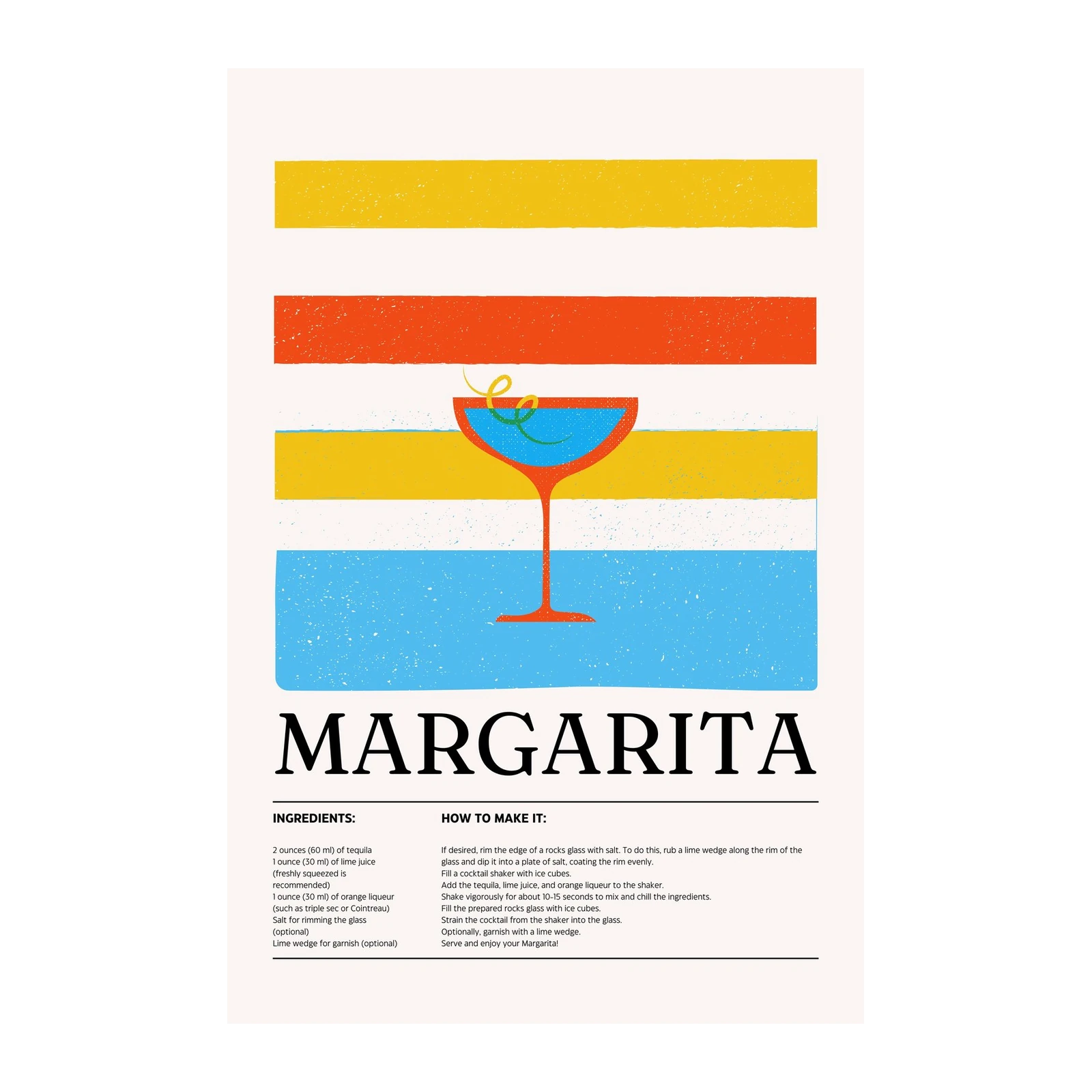 Vibrant Margarita Cocktail Recipe Wall Art