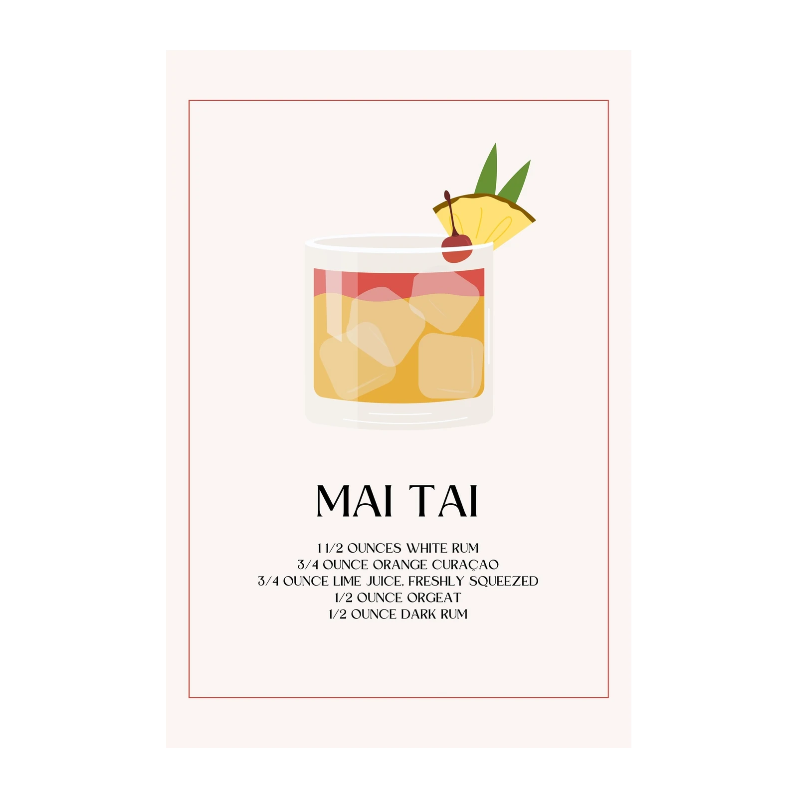 Mai Tai Cocktail Recipe Minimalist Wall Art