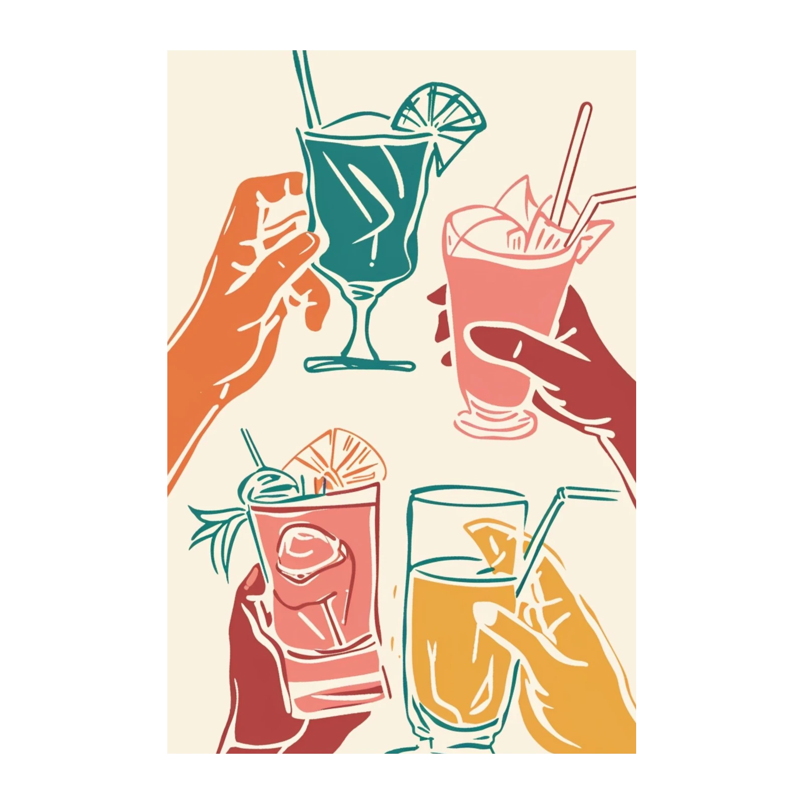 Vibrant Cocktail Cheers Wall Art