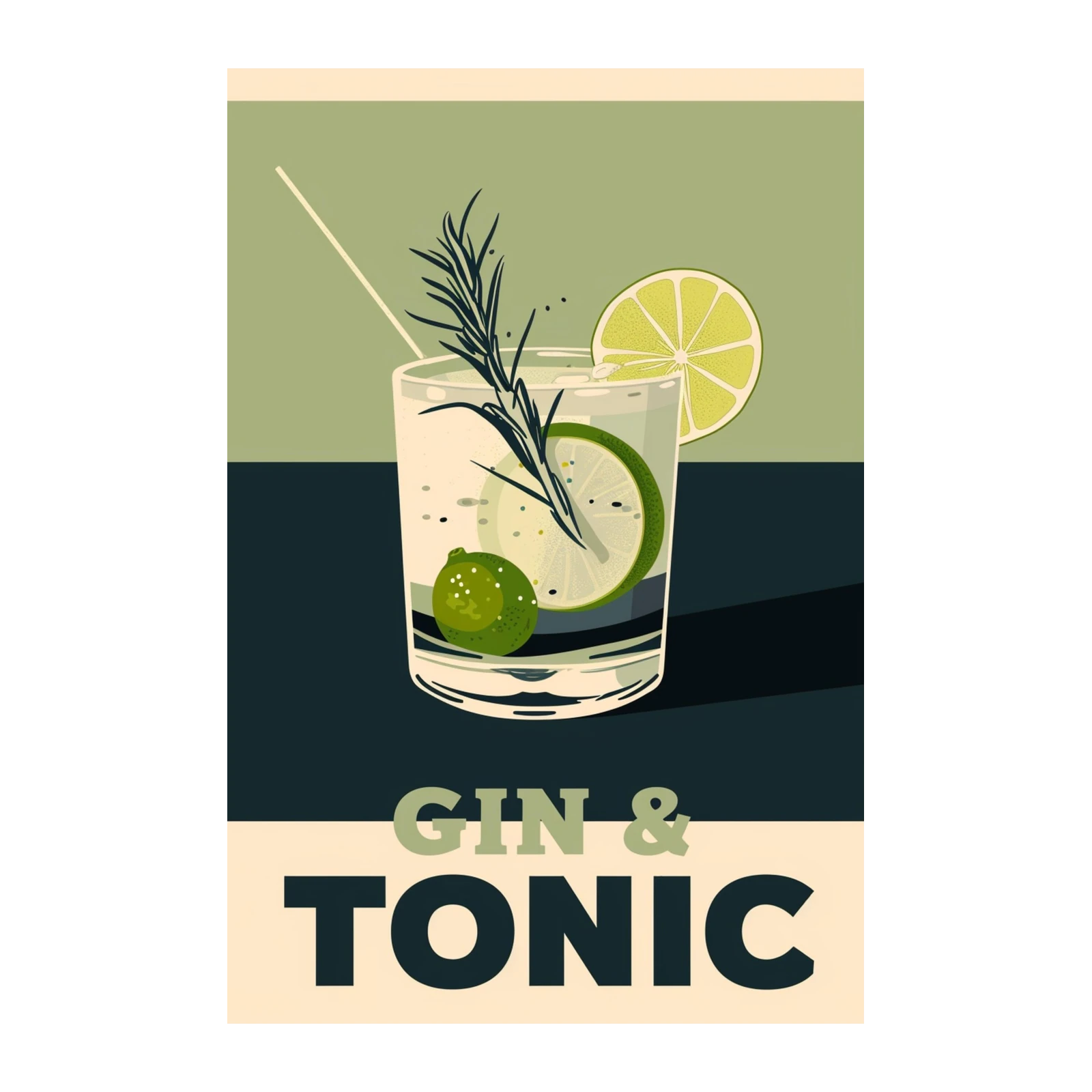 Modern Gin & Tonic Vintage Bar Decor Wall Art