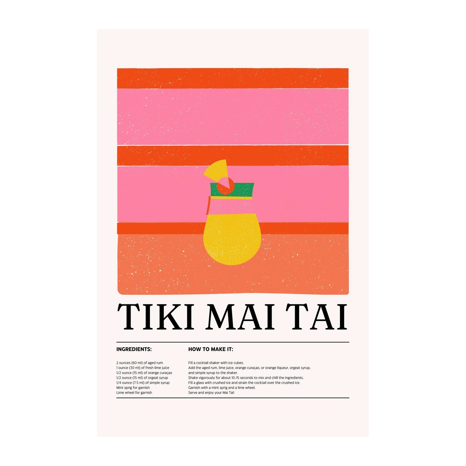 Tiki Mai Tai Cocktail Recipe Wall Art