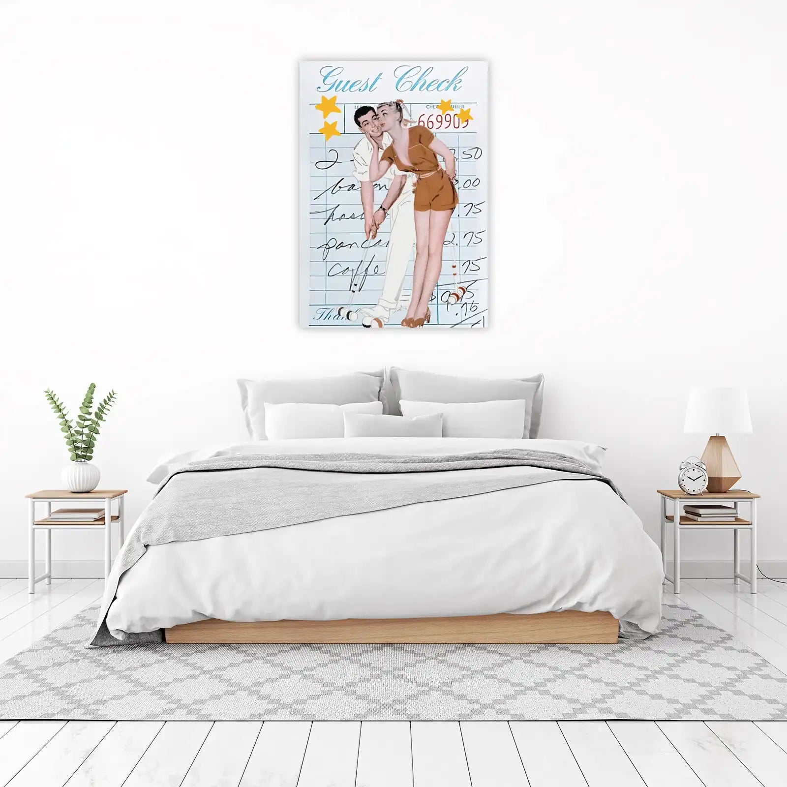 Retro Couple Kissing Croquet Guest Check Wall Art