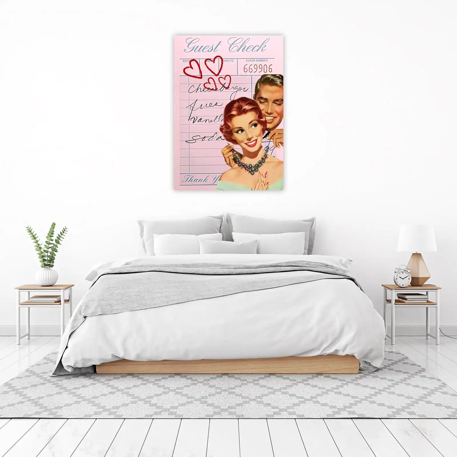 Retro Romance Couple Hearts Wall Art