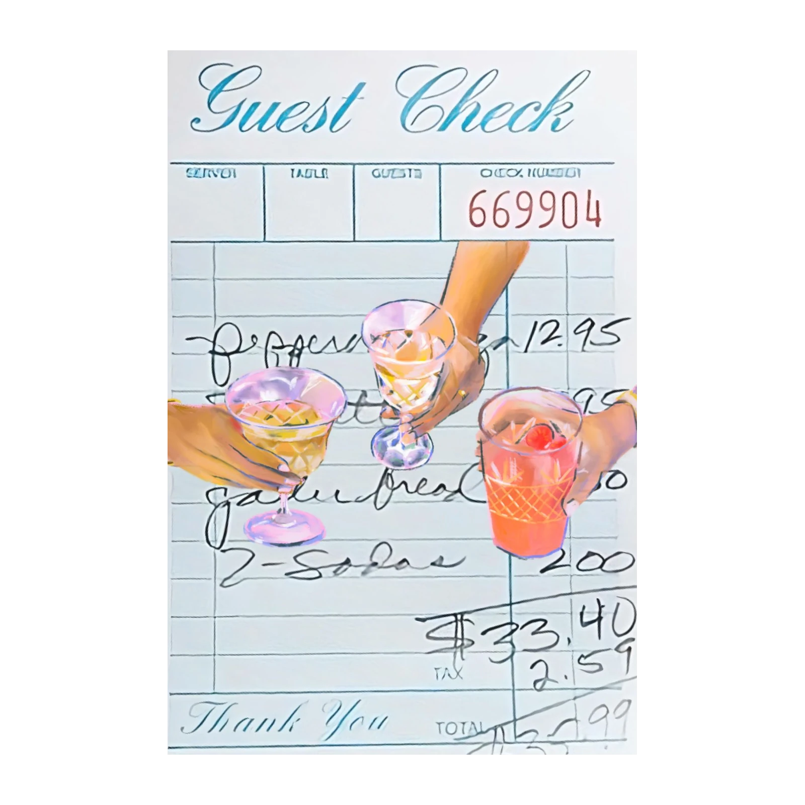 Cheers Toast Guest Check Wall Art