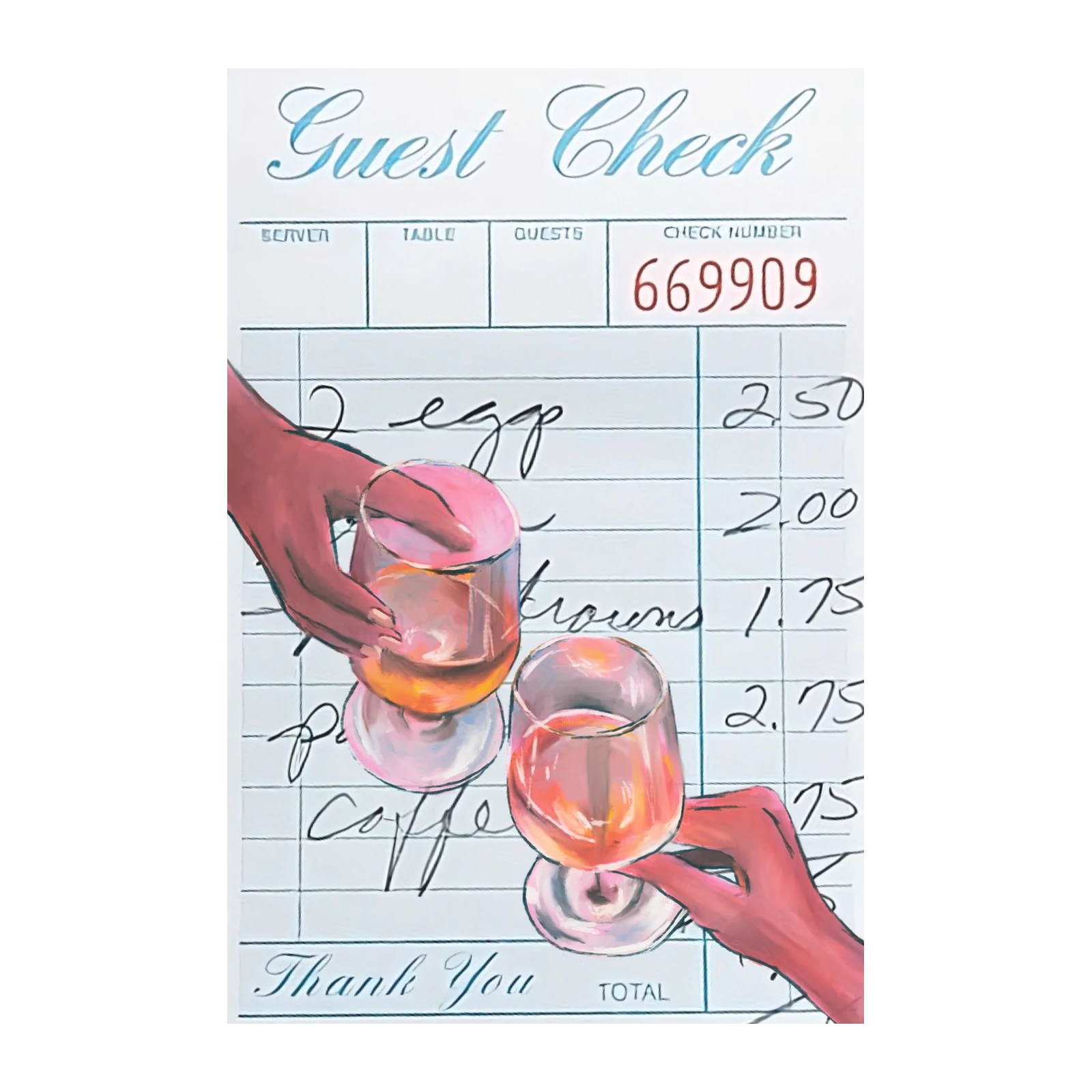 Guest Check Cheers Wall Art - Modern Bar Art