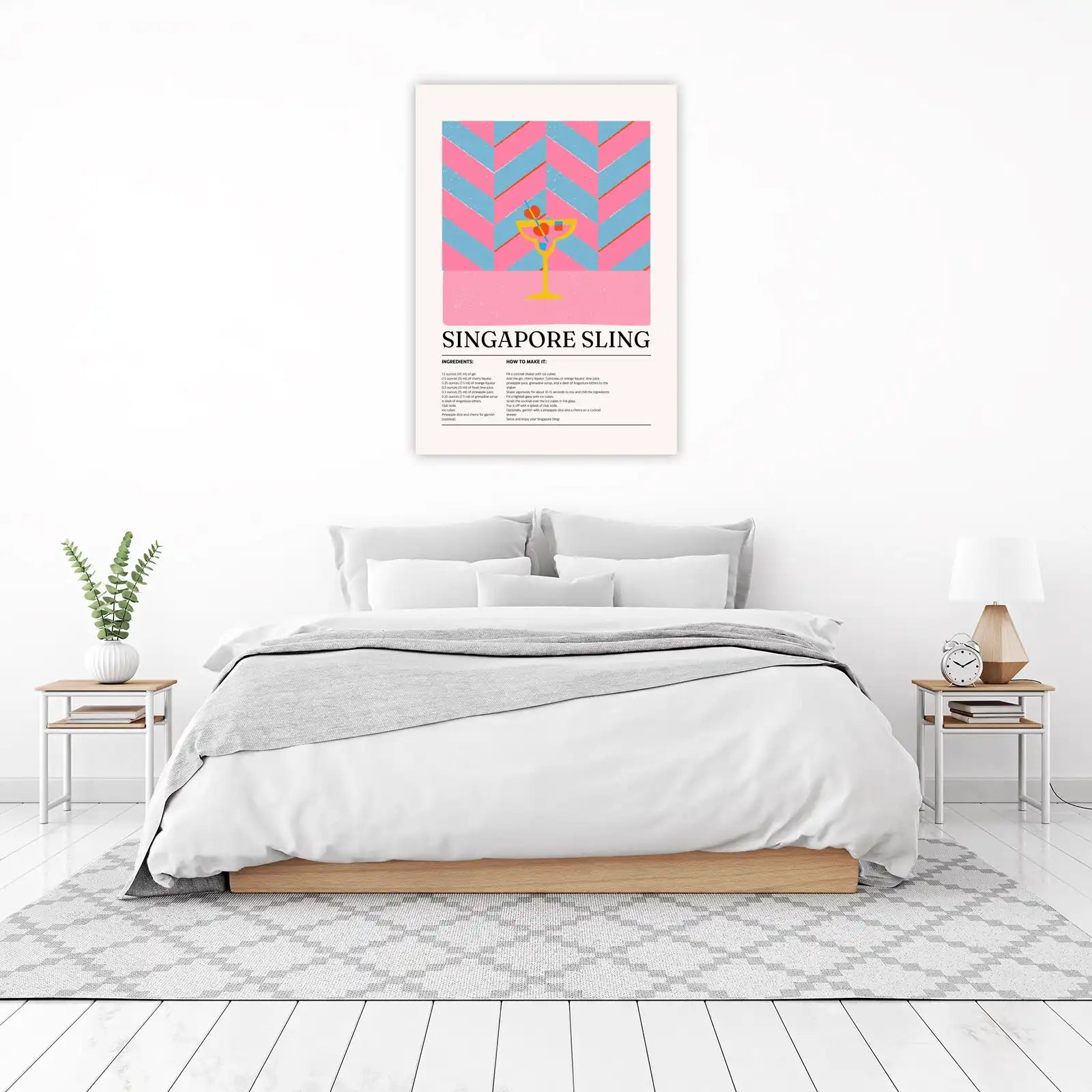 Retro Singapore Sling Recipe Wall Art